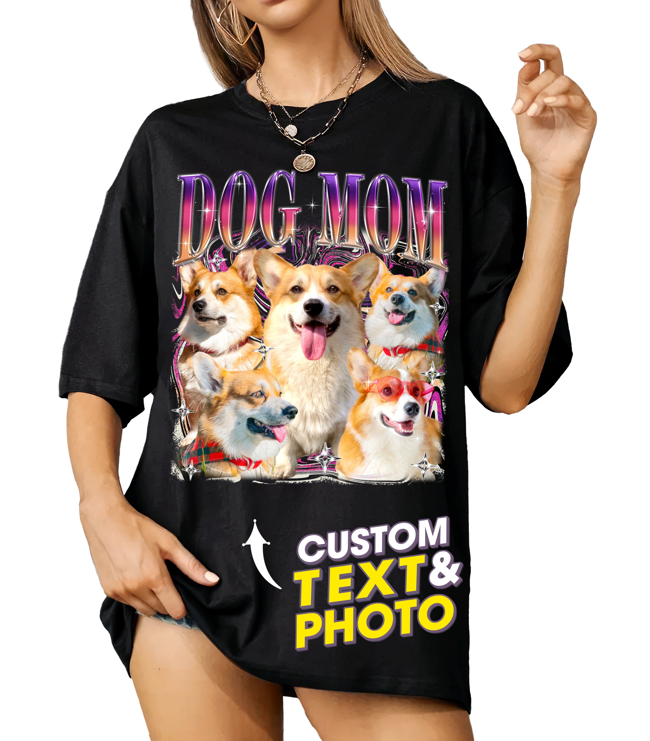 Mit & Mia Custom Bootleg Rap Tee, Customized Dog Shirt with Photo, Custom Pet Shirts Graphic Tees, Birthday Gift for Dog Cat Lovers