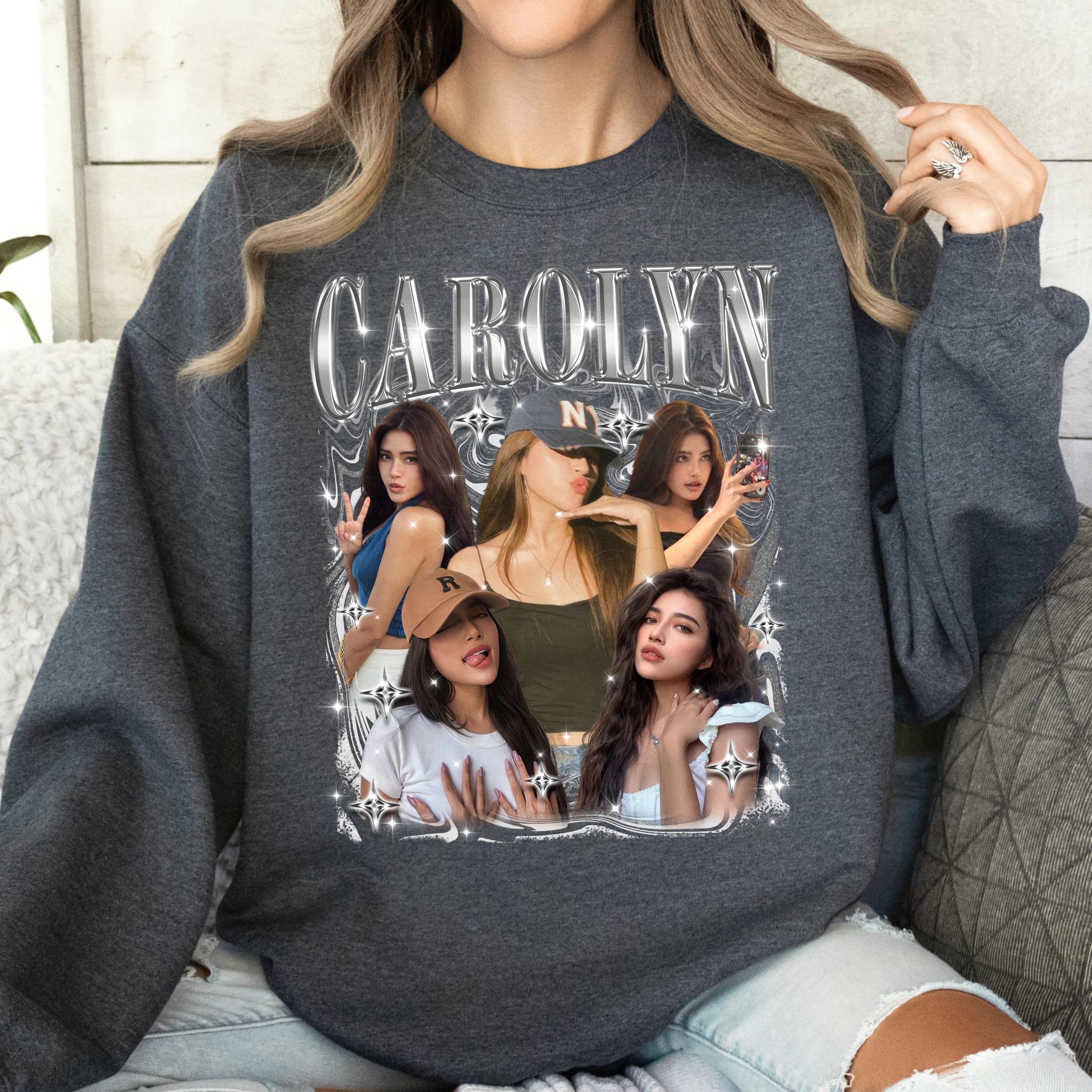 Mit & Mia Custom Your Own Bootleg Rap Tee Shirts for Boyfriend Girlfriend Vintage Graphic Face Photo Gift Idea for Valentines and Birthday Day