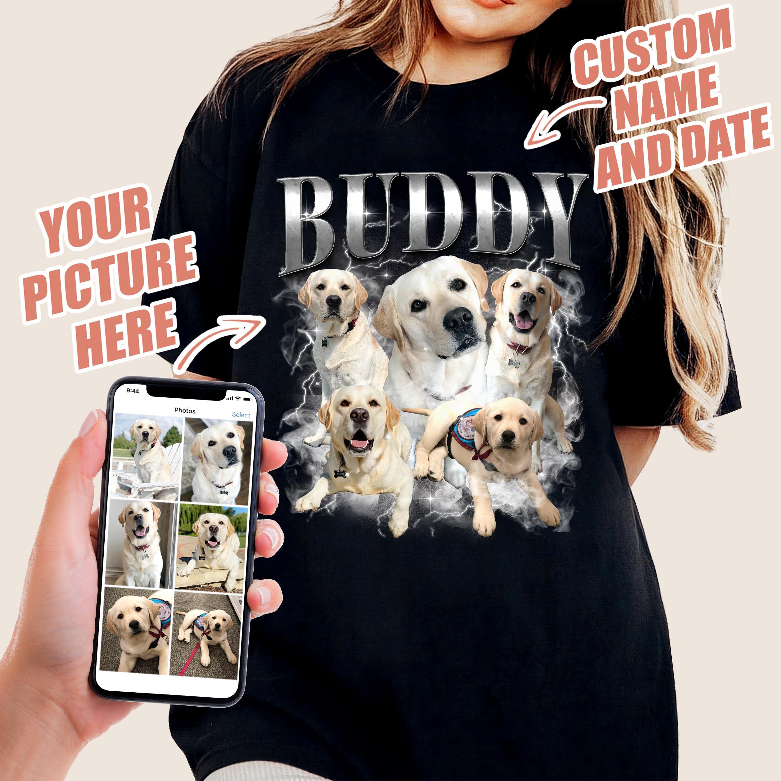 Mit & Mia Custom Your Own Bootleg Rap Tee Shirts Custom Bootleg Shirt Photo 90s Vintage Shirt for Boyfriend Custom Graphic Tees Gifts for Dog Cat Lover