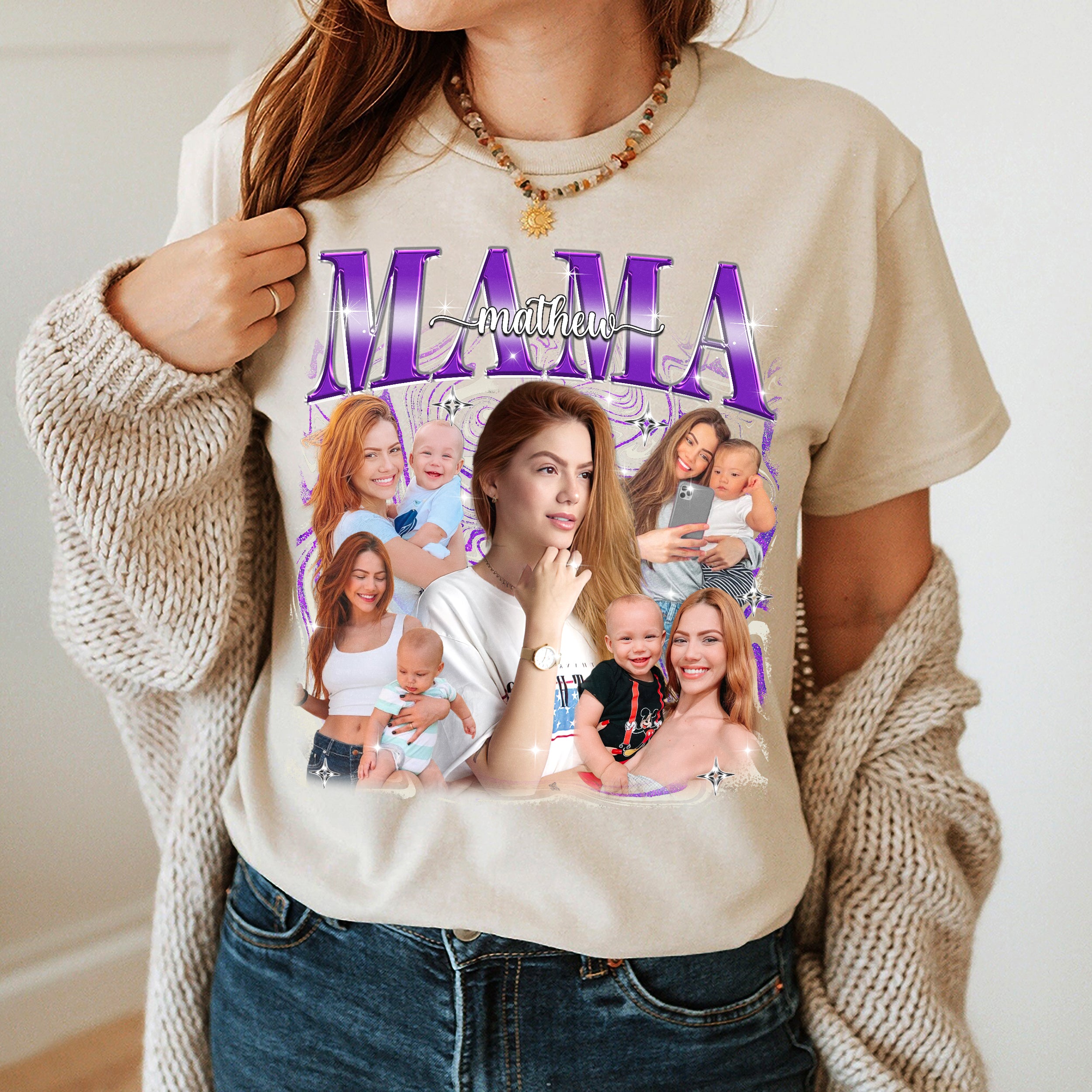 Mit & Mia Custom T Shirts Bootleg Rap Tee Best Mom Shirt for Mom Mama Personalized Shirt with Face Photo New Mom Gifts for Mother Day from Daughter Son