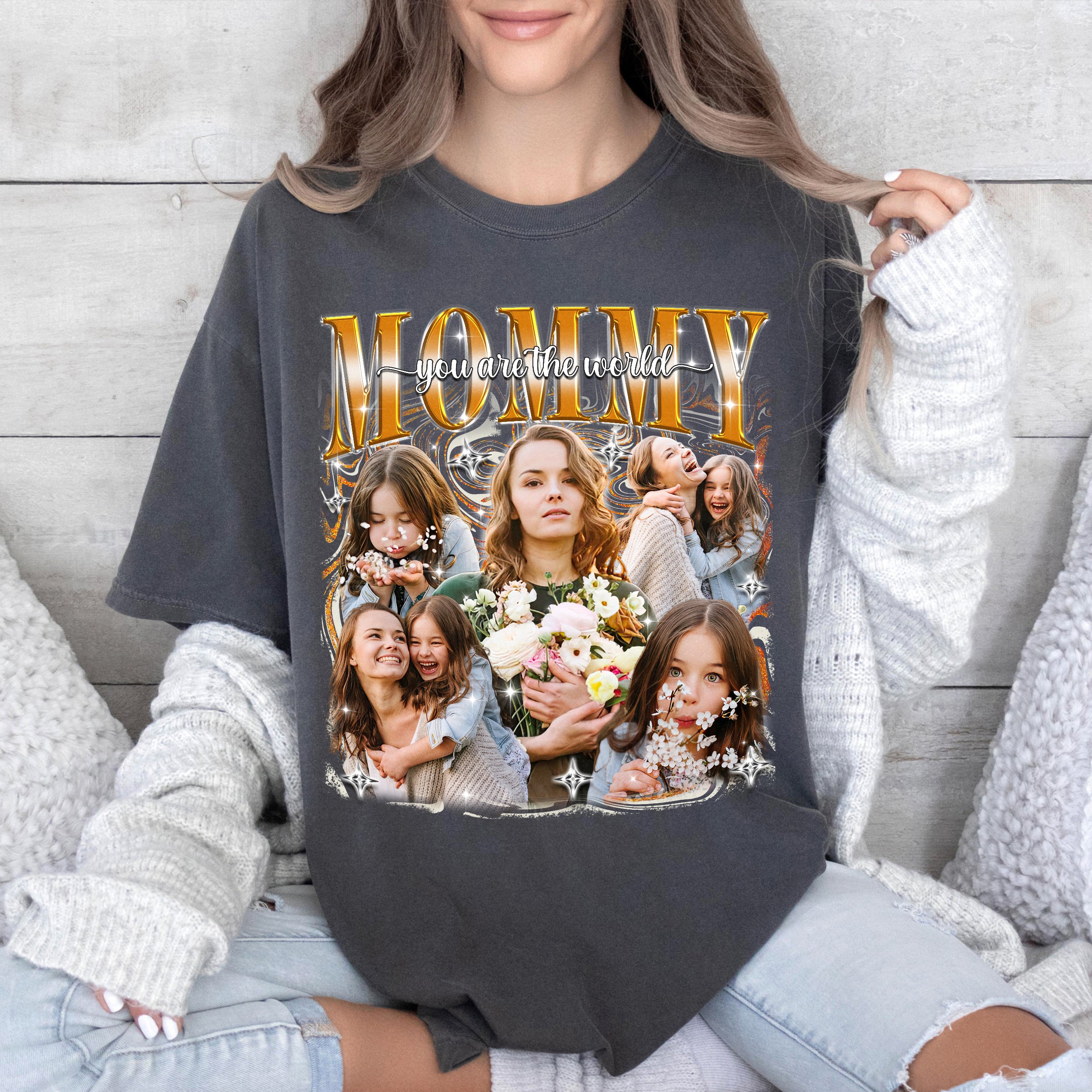 Mit & Mia Custom T Shirts Bootleg Rap Tee Best Mom Shirt for Mom Mama Personalized Shirt with Face Photo New Mom Gifts for Mother Day from Daughter Son