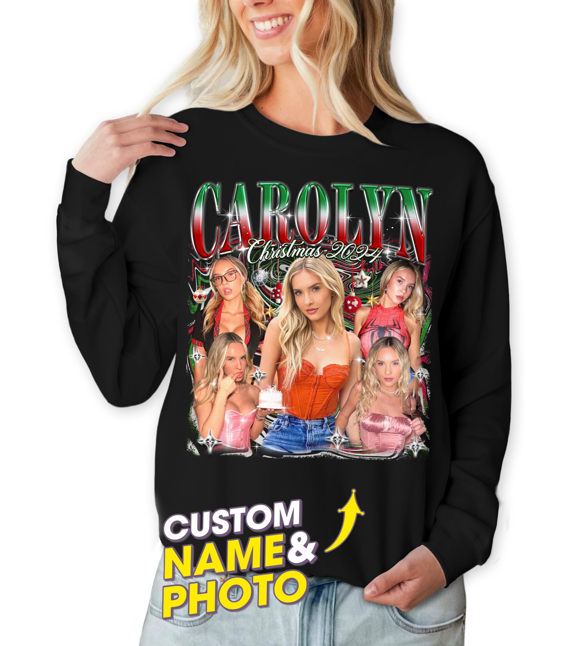 Custom T Shirts Christmas Shirt Custom Your Own Bootleg Shirt for Christmas Family Shirt Photo T Shirt Personalized Christmas Family T-Shirt