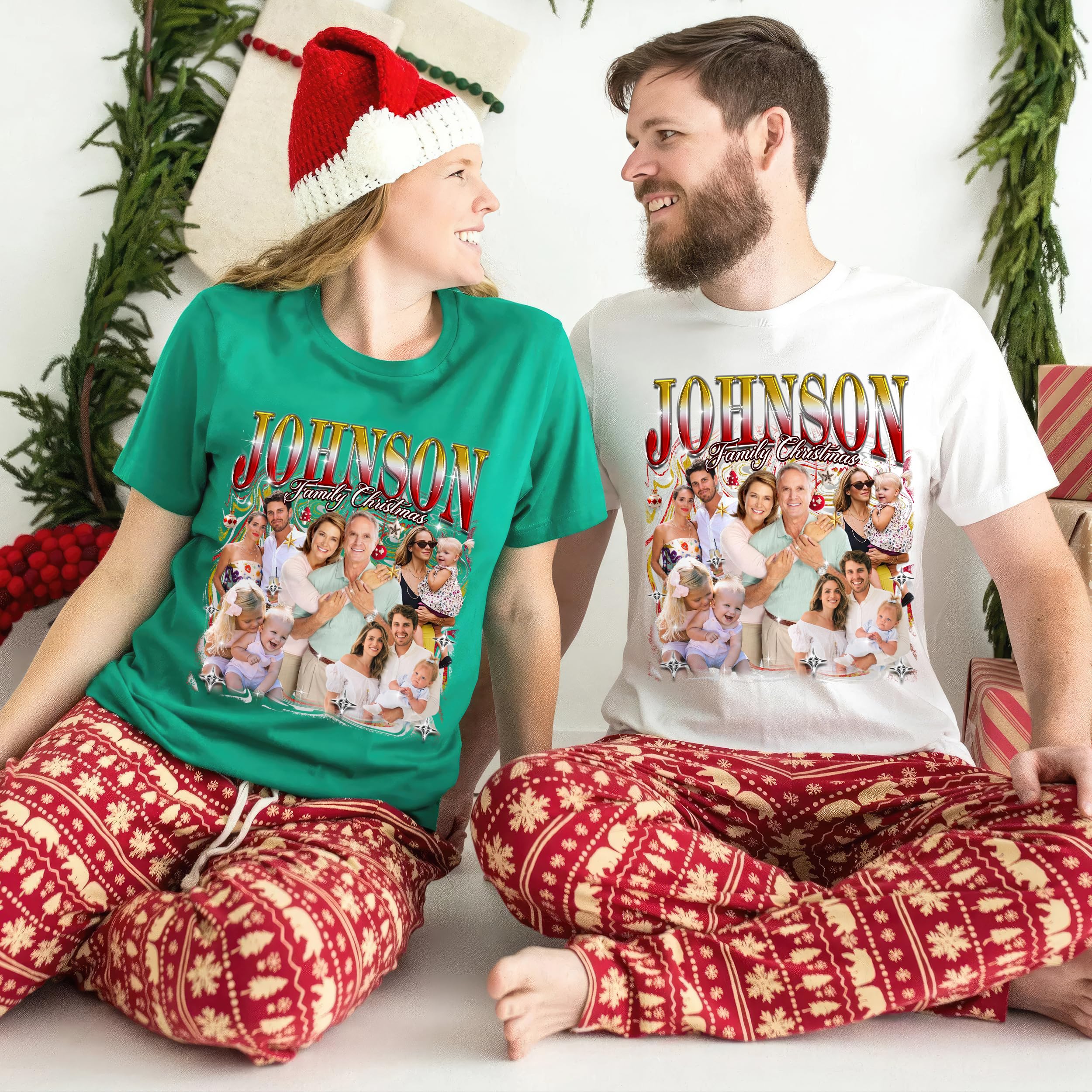 Custom T Shirts Christmas Shirt Custom Your Own Bootleg Shirt for Christmas Family Shirt Photo T Shirt Personalized Christmas Family T-Shirt