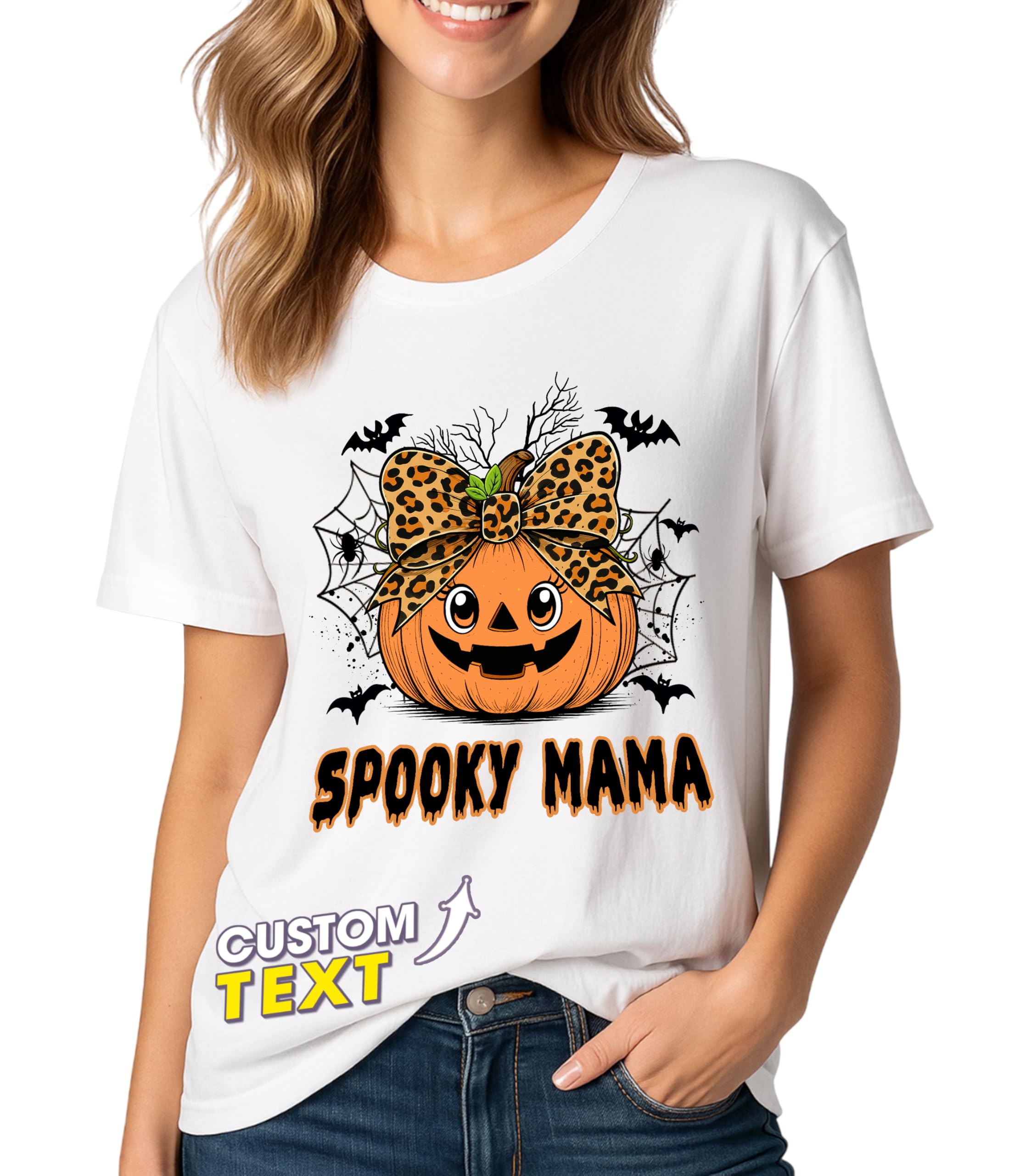 Custom Halloween Shirts for Women Pumpkin Sweatshirt Halloween Personalized Fall Thanksgiving Gift Pumpkin Face Boo Tee