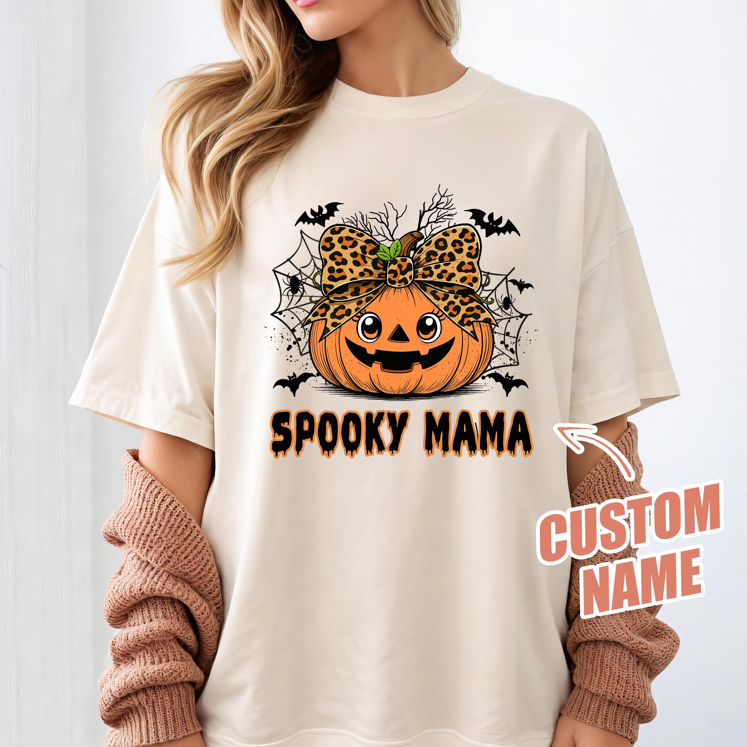 Custom Halloween Shirts for Women Pumpkin Sweatshirt Halloween Personalized Fall Thanksgiving Gift Pumpkin Face Boo Tee