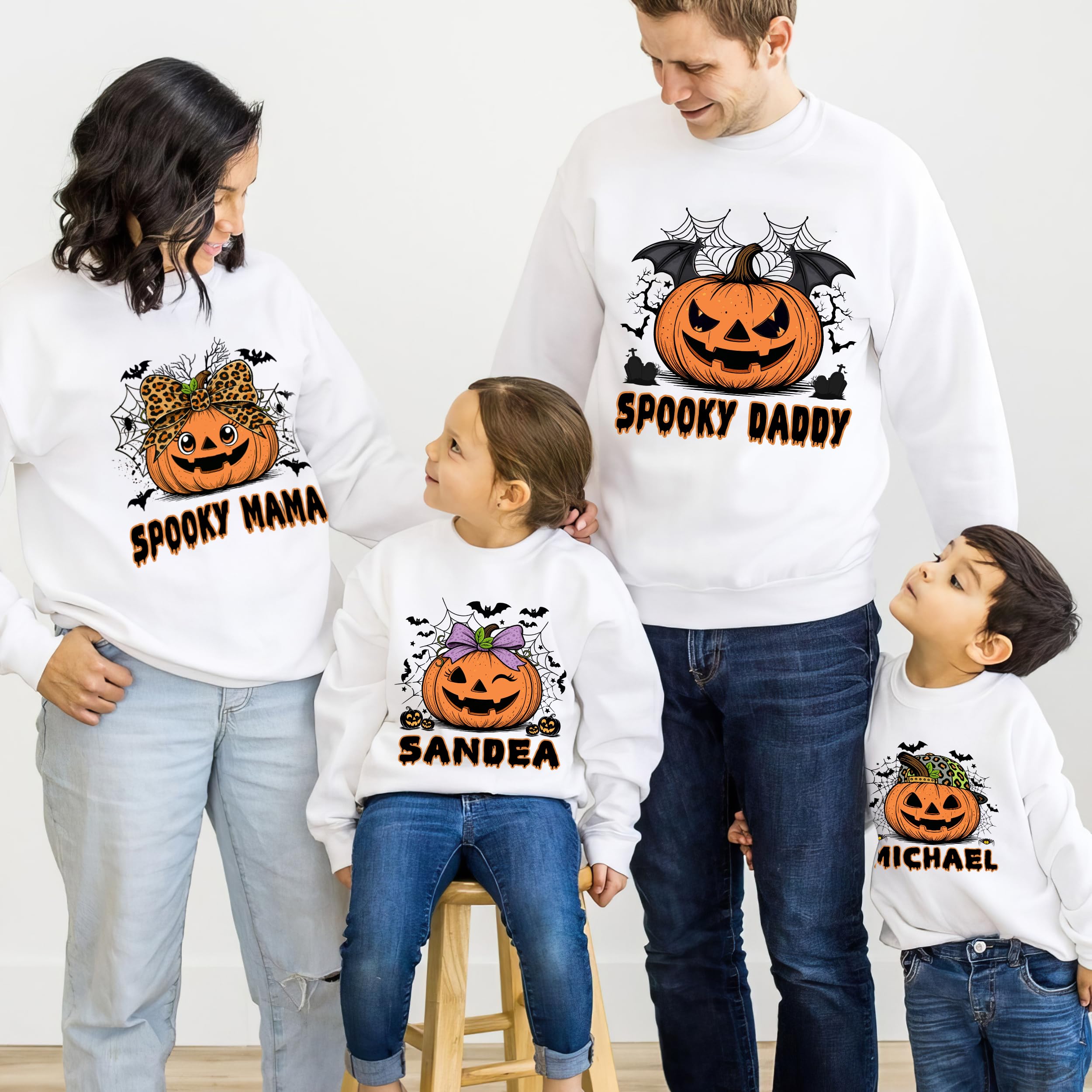 Custom Halloween Shirts for Women Pumpkin Sweatshirt Halloween Personalized Fall Thanksgiving Gift Pumpkin Face Boo Tee