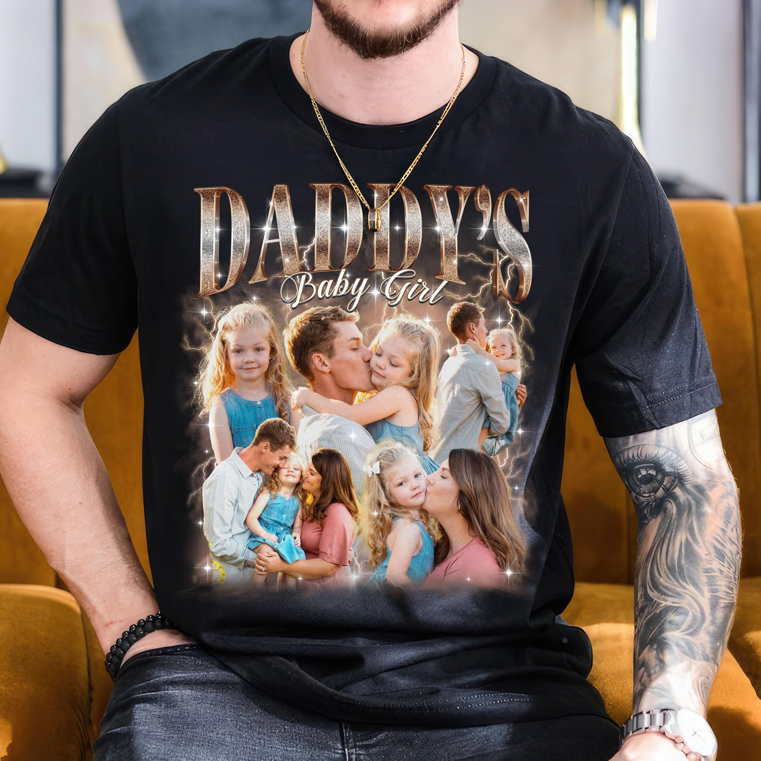 Custom Photo Shirt for Dad Personalized Bootleg Rap Tee Unique Fathers Day & Birthday Gift