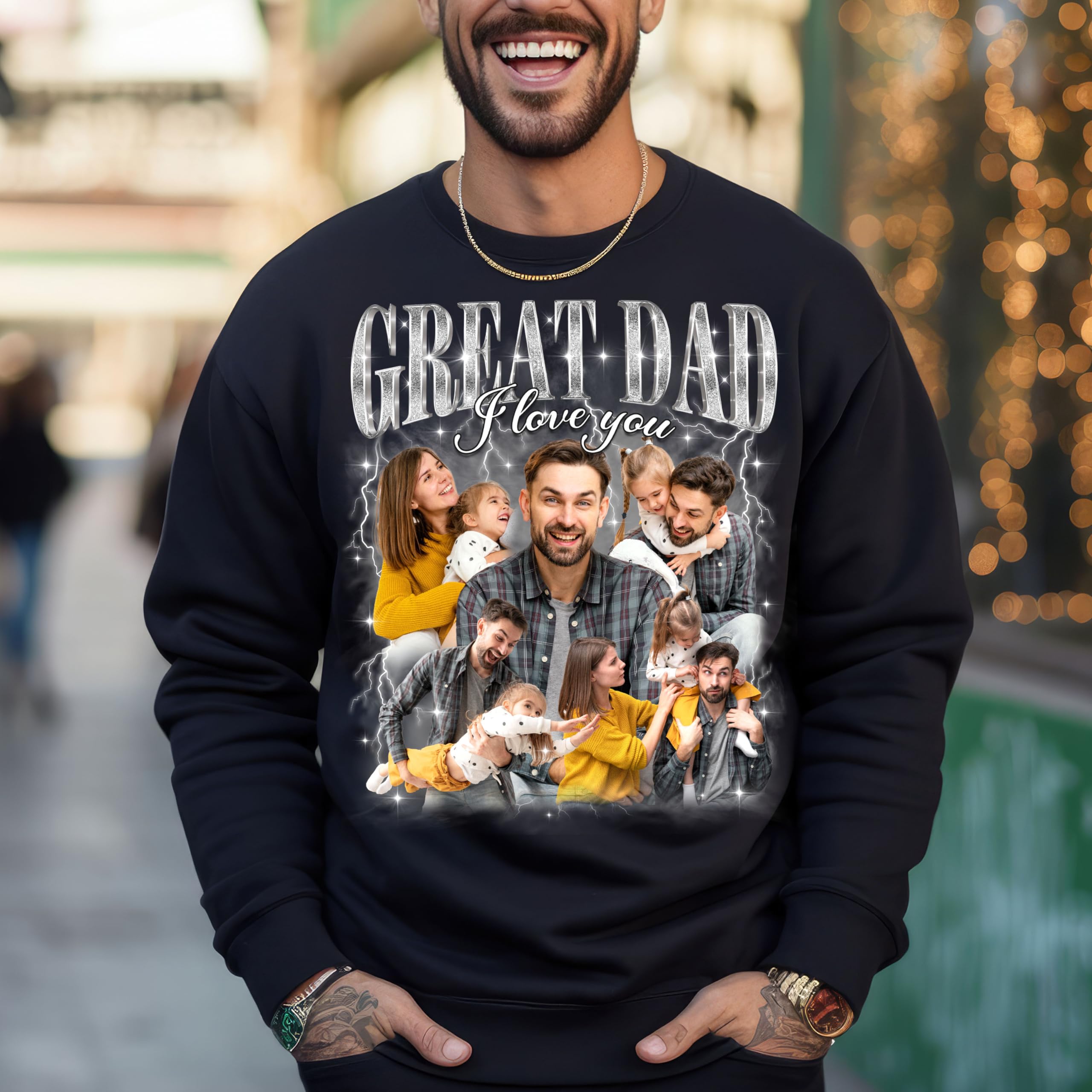 Custom Photo Shirt for Dad Personalized Bootleg Rap Tee Unique Fathers Day & Birthday Gift