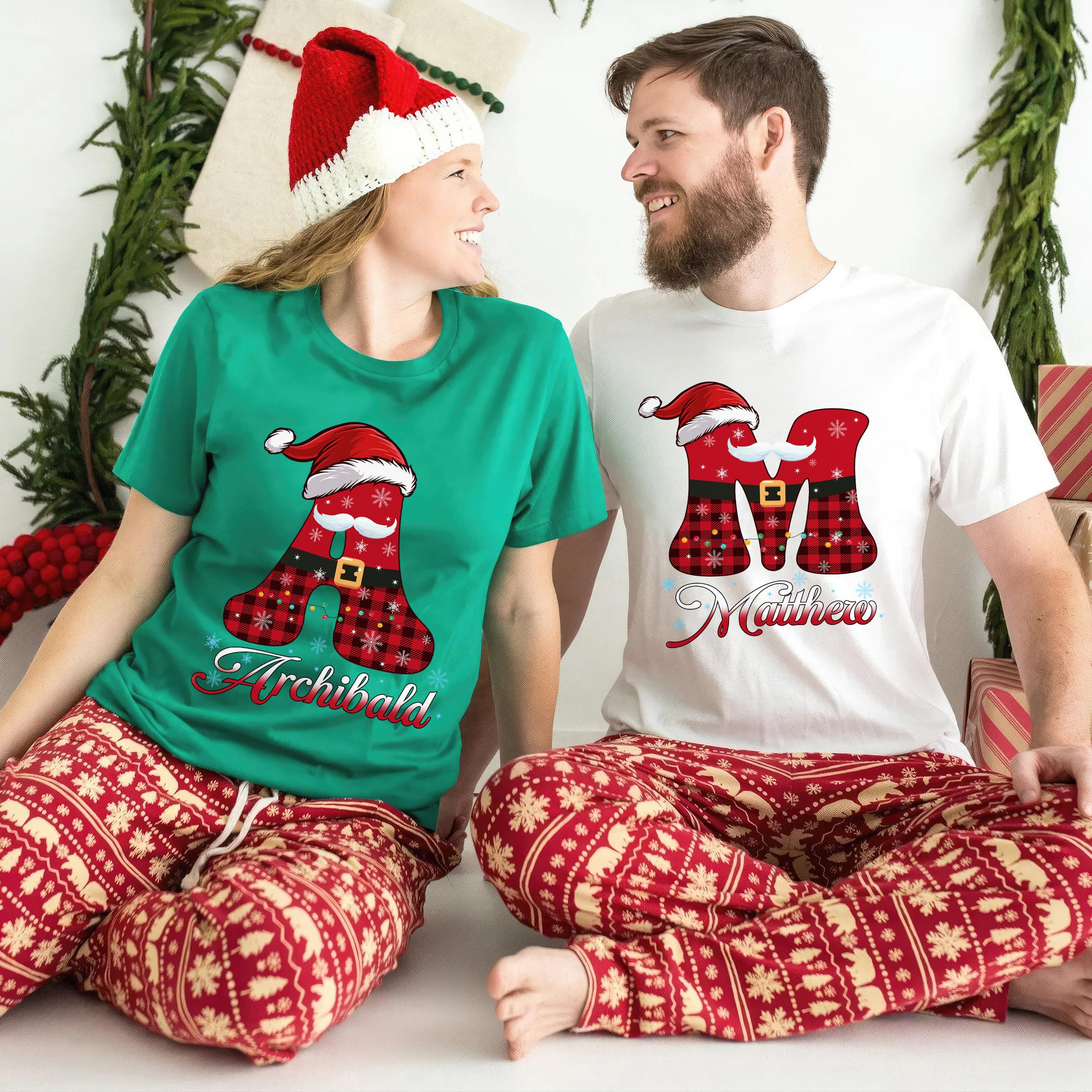 Custom Christmas Name Shirt Family Shirt for Christmas Family Shirt with Name Collage Personalized Christmas Family T-Shirt
