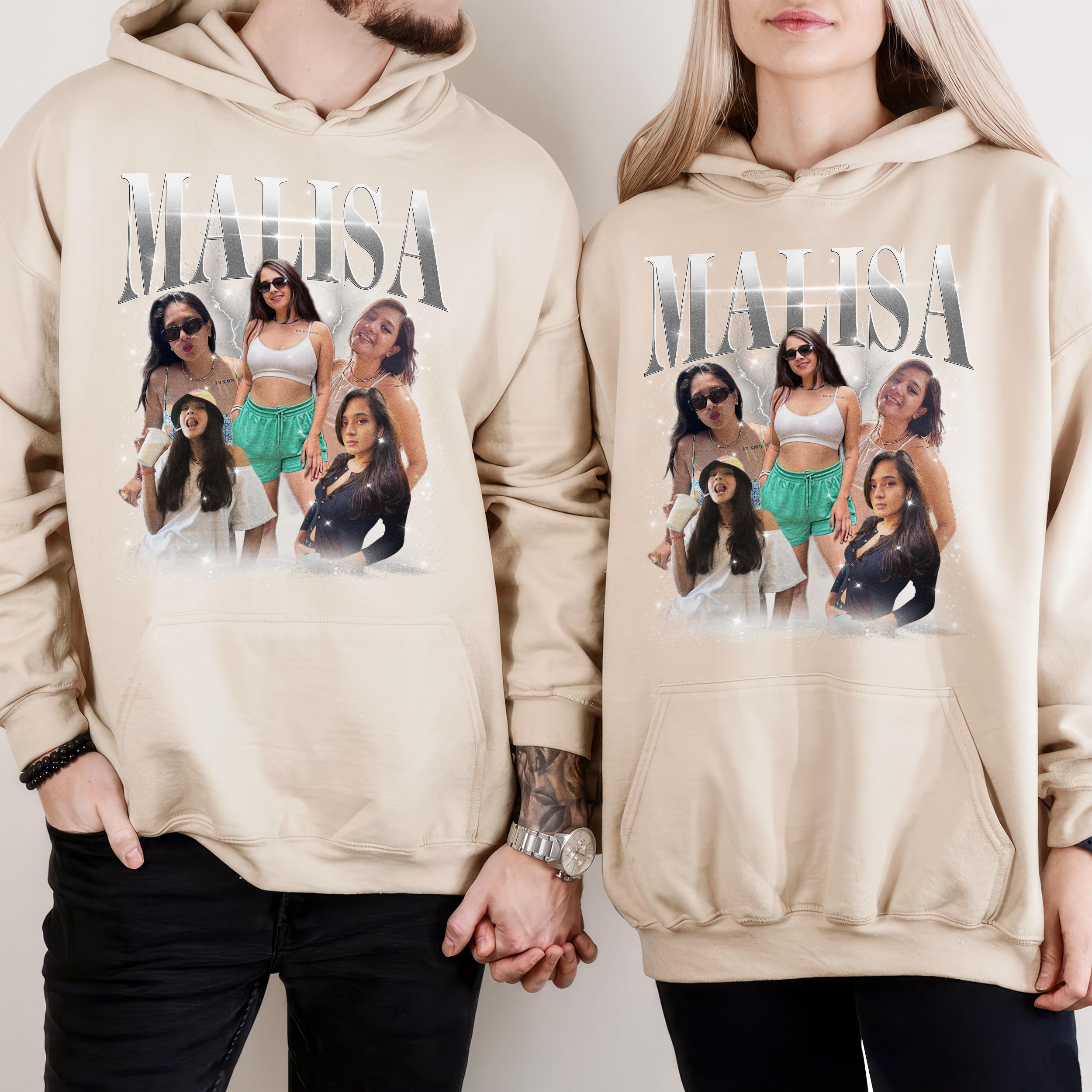 Mit & Mia Personalized Bootleg Rap Shirts for Boyfriend Girlfriend Custom Tee with Vintage Face Photo Gift Idea for Birthday and Valentines Day