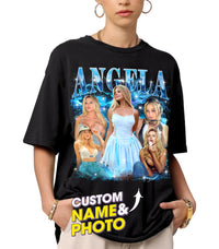 Mit & Mia Custom Your Own Bootleg Rap Tee Shirts for Boyfriend Girlfriend Face Shirt Vintage Graphic Face Photo Customize Shirt Gift Idea for Valentines Christmas and Birthday