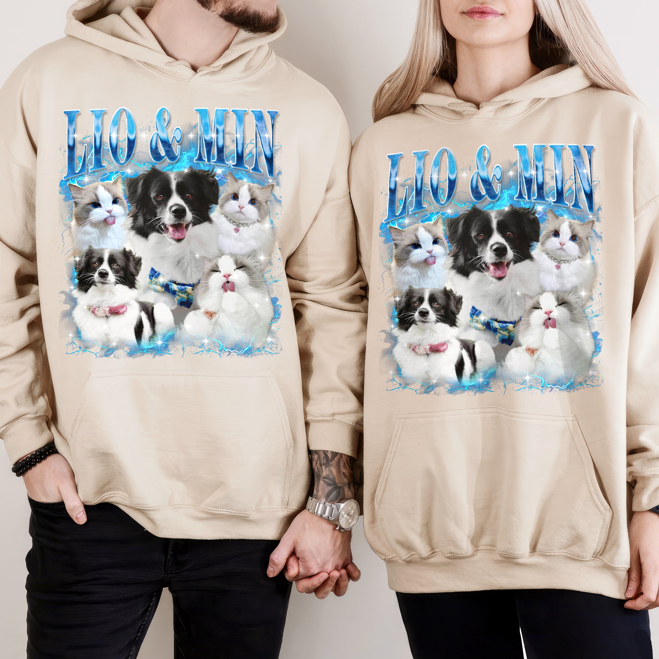 Mit & Mia Custom Dog Shirts Personalized Shirt with Face Photo Custom Pet Shirts Bootleg Rap Tee 90s Vintage Shirt Unique Birthday Gifts for Dog Cat Lovers