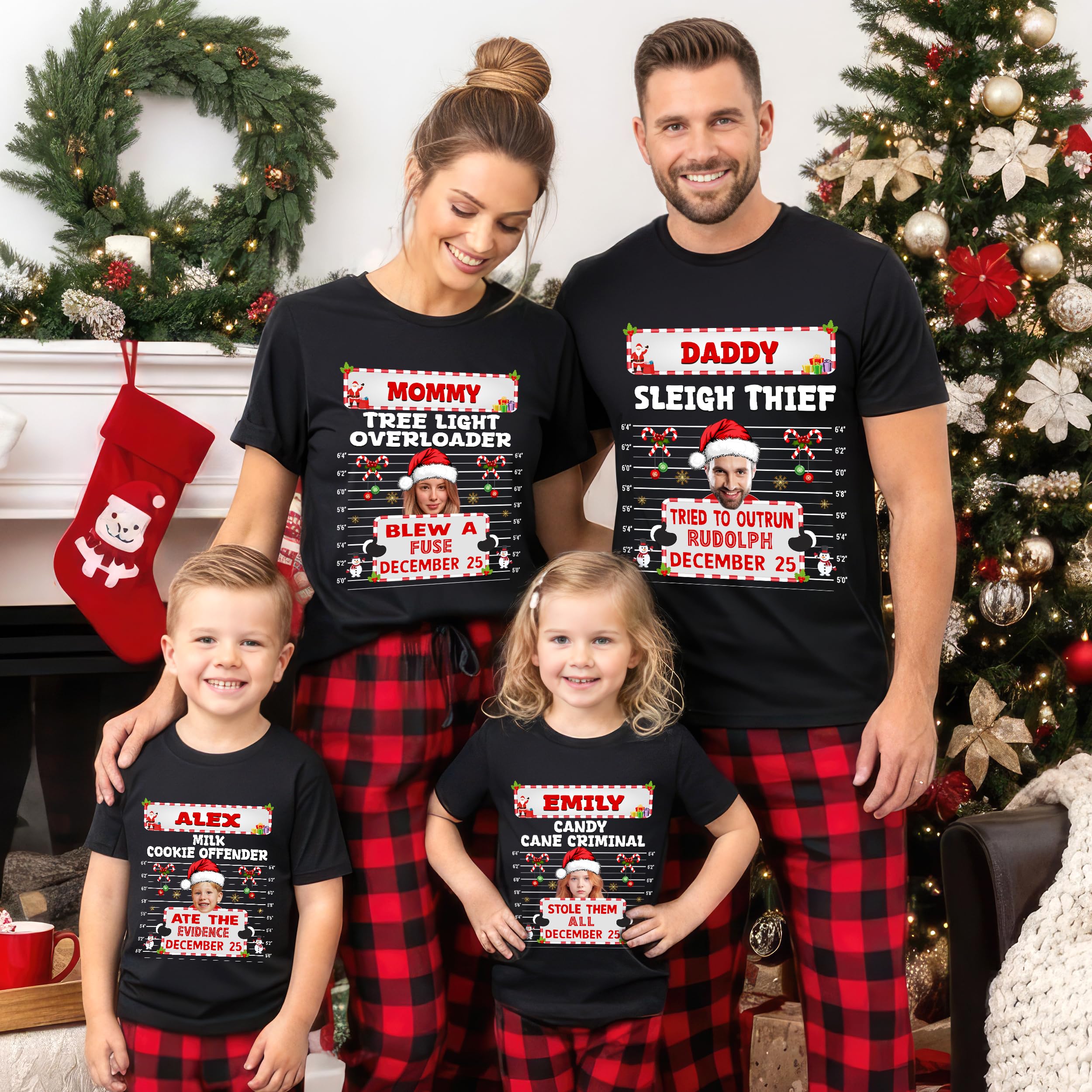 Custom Funny Family Christmas Shirt with Ugly Photo Customize Christmas Crew 2025 Sweater Funny Sarcastic Matching Outfit Xmas Squad Santa T-Shirt
