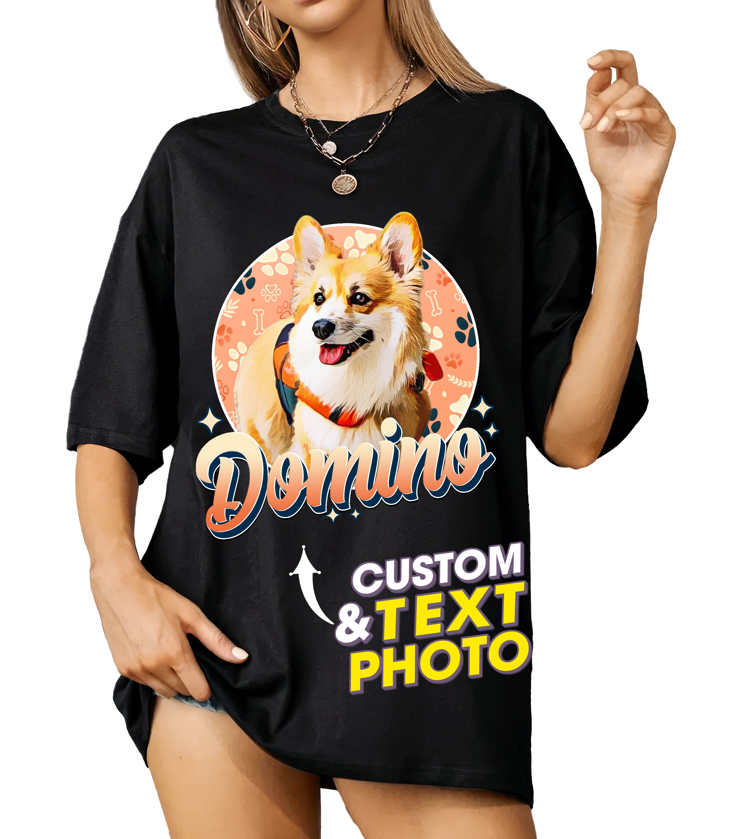 Mit & Mia Custom Shirts with Photo Custom Dog Shirt Vintage Shirt for Boyfriend Girlfriend Dog Mom Shirt Custom Pet Shirt Graphic Tees Gift for Dog Cat Lovers Dog Birthday