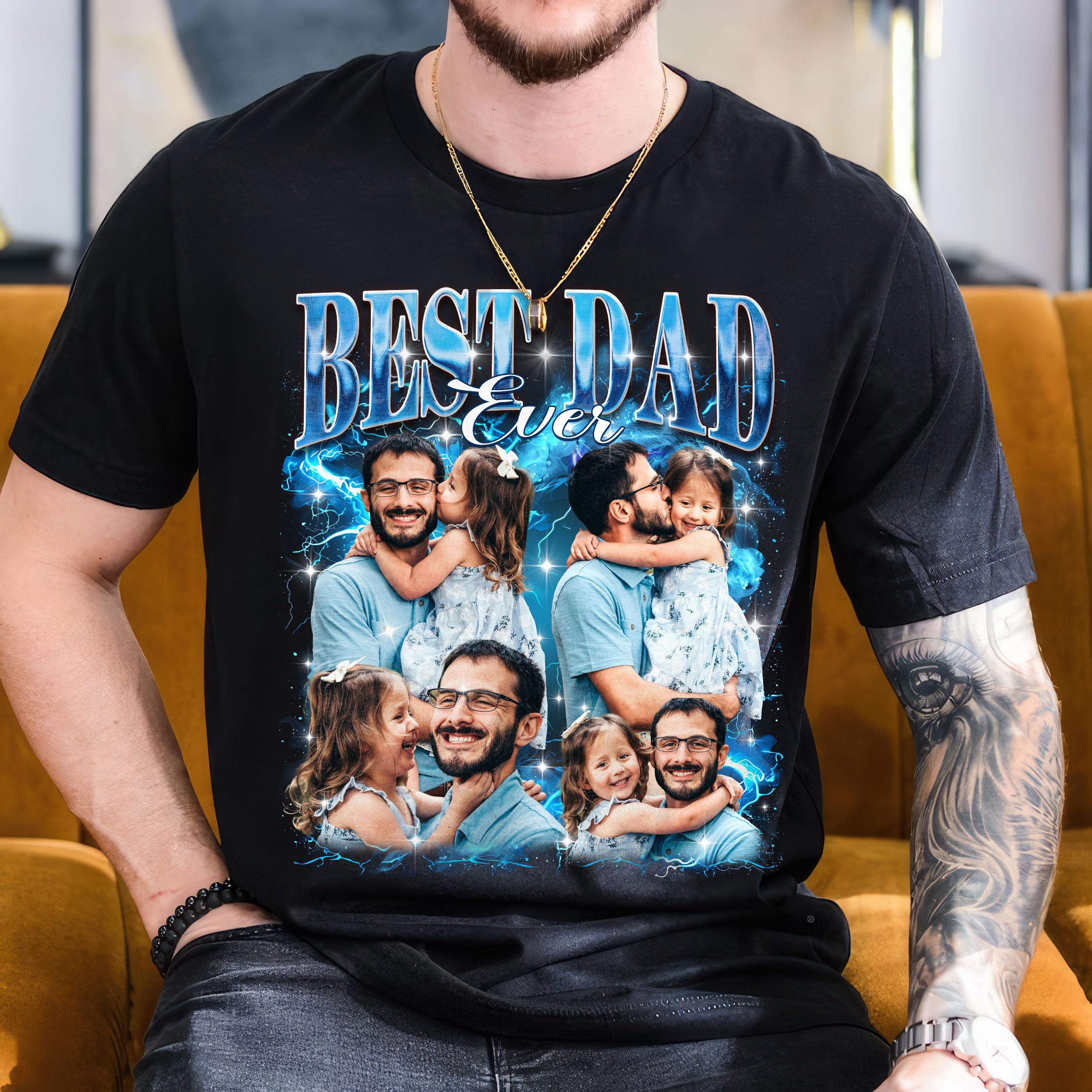 Personalized Fathers Day Shirt for Dad Custom Bootleg Rap Tee Shirts Vintage Tee Custom Face Shirt Dad Shirt Gifts Idea for Fathers Day from Daughter and Son