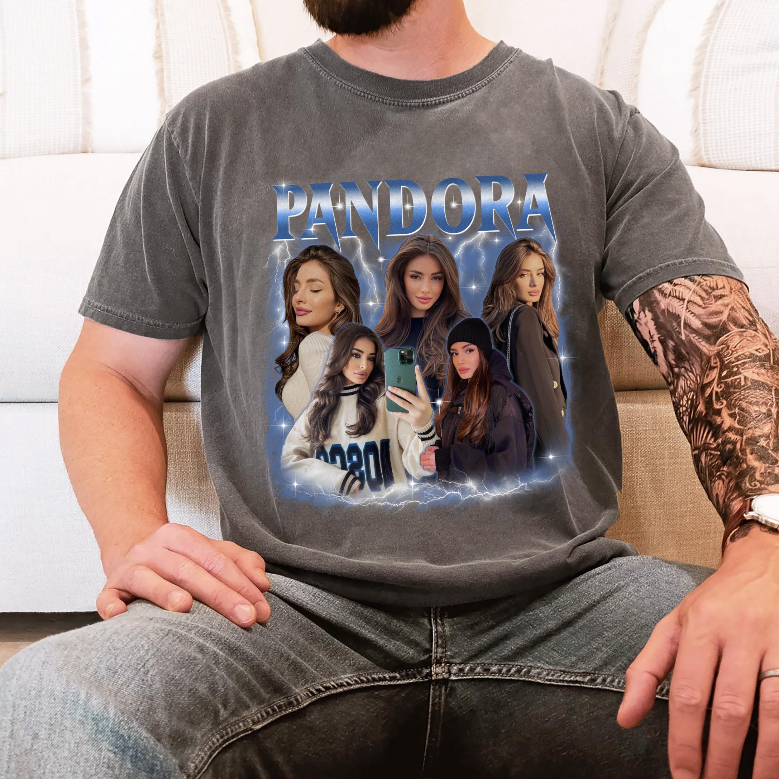 Custom Your Own Bootleg Rap Tee Shirts for Boyfriend Girlfriend Vintage Graphic Face Photo Gift Idea for Birthday and Valentines Day