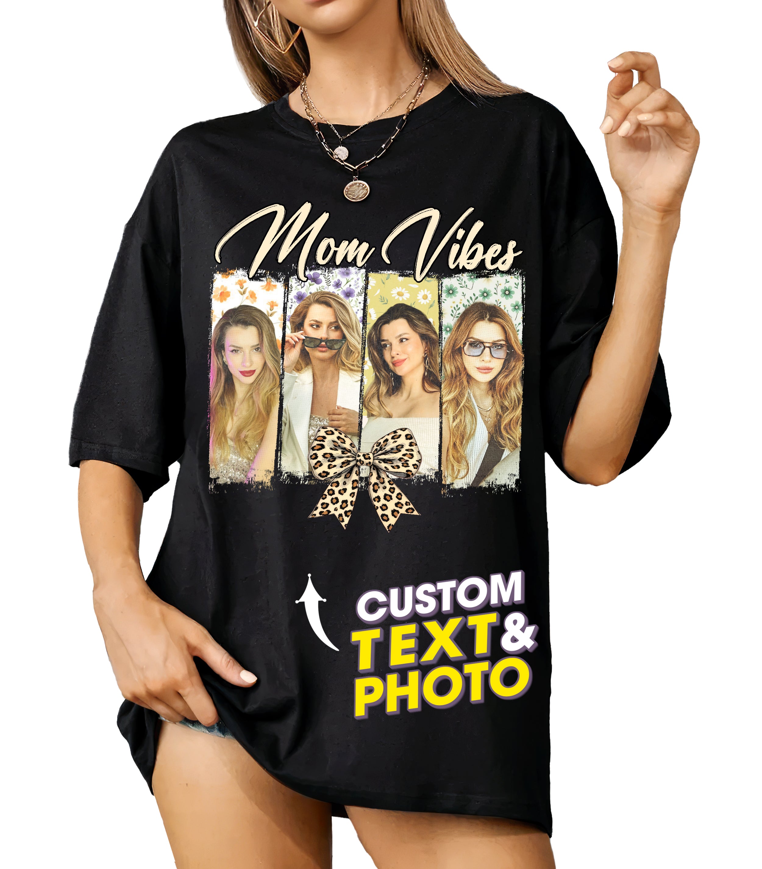 Mit & Mia Custom Mama Shirt, for Mom, Customize Tshirt with Photo, Shirts for Mother Vintage Tee Custom Face Shirt, Unique from Daughter Son