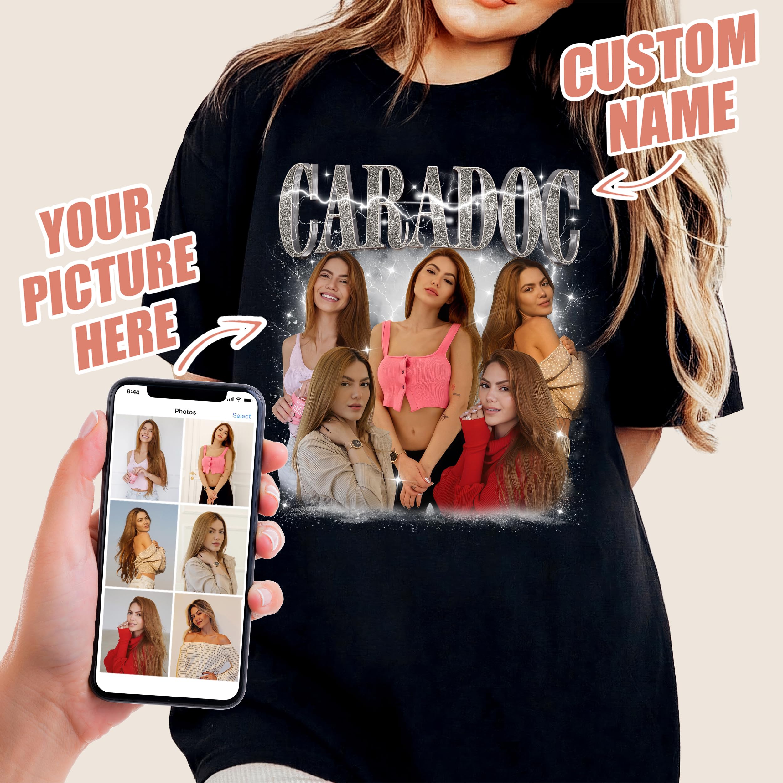 Custom Bootleg Rap Tee Shirt Girlfriend Face Photo Custom Tee Shirts for Boyfriend with Vintage Girlfriend Face Gift Idea for Birthday Valentines Day and Mothers Day