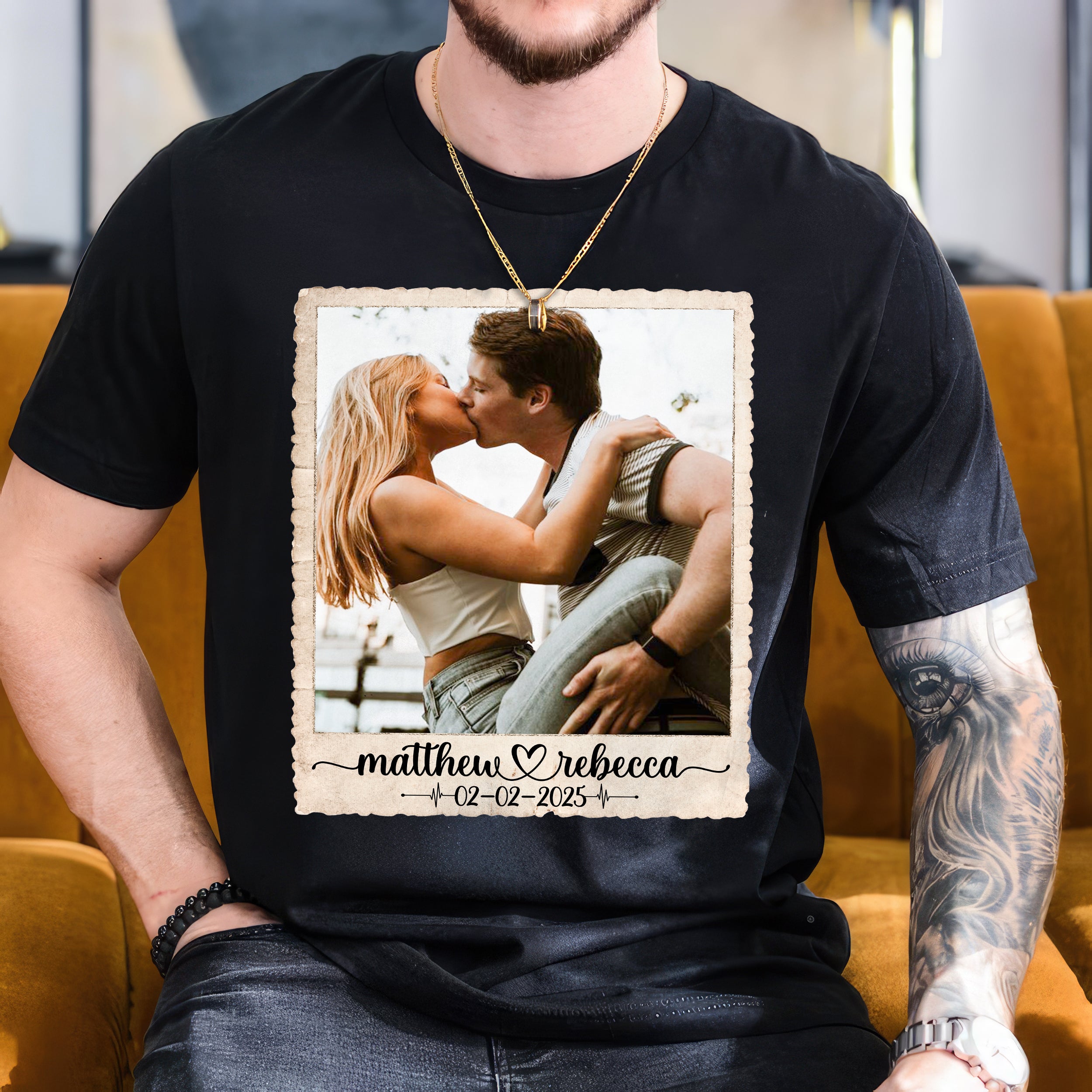 Custom Shirts Custom Vintage Couple Shirt for Boyfriend Girlfriend Personalized Shirt with Photo Valentines's Day Gift for Him Wife Husband Tee