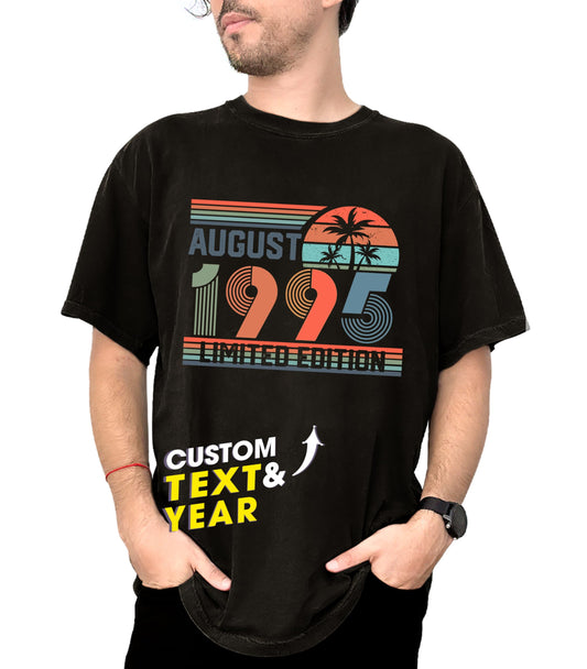 Custom Birthday Shirt for Women Men Custom Vintage 1995 1975 Shirt Personalized Gifts for Birthday Funny Shirts Family Matching Shirt