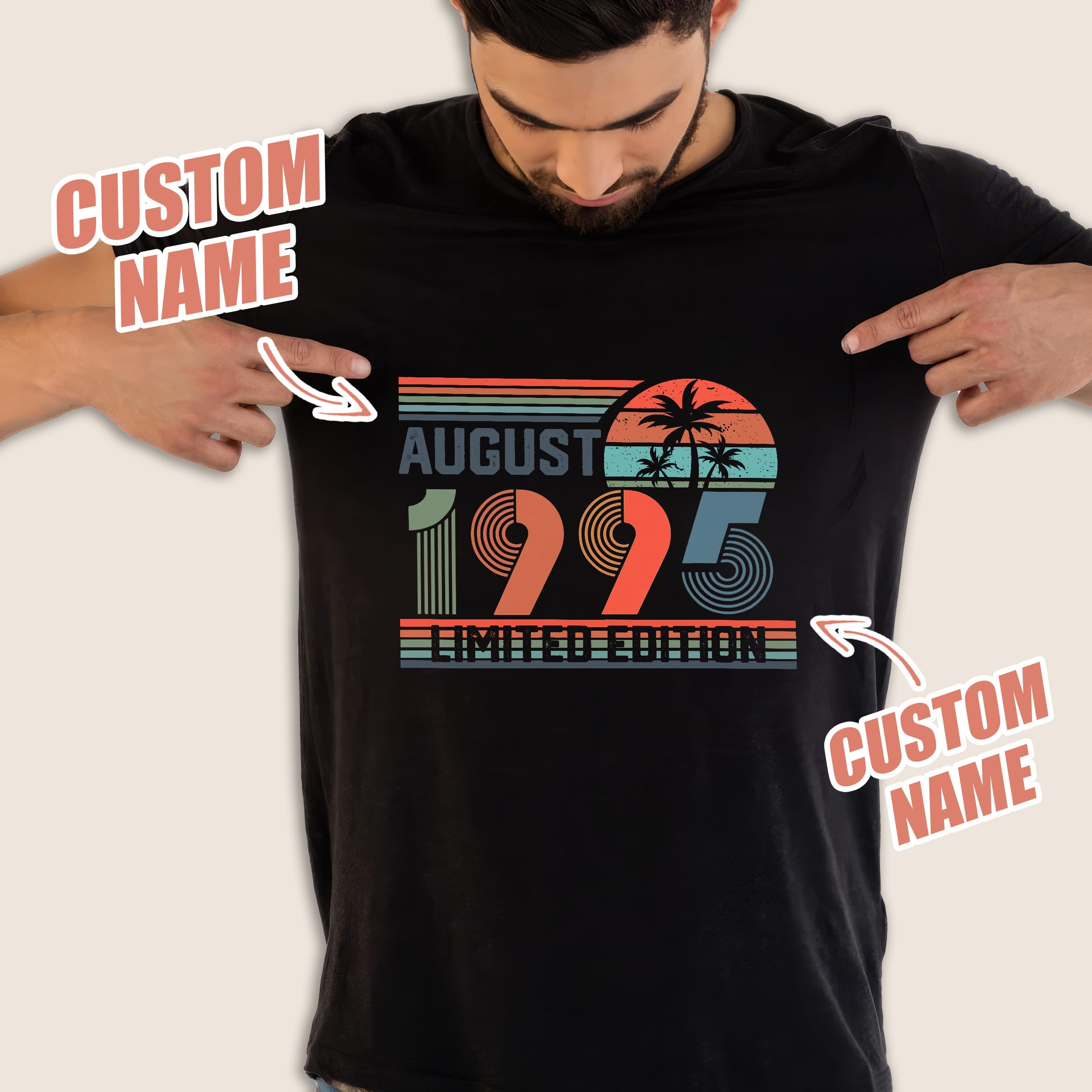 Custom Birthday Shirt for Women Men Custom Vintage 1995 1975 Shirt Personalized Gifts for Birthday Funny Shirts Family Matching Shirt
