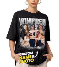 Mit & Mia Custom Shirt for Boyfriend Girlfriend Bootleg Rap Tee Shirt with Vintage Face Photo Gift Idea for Birthday and Valentines Day