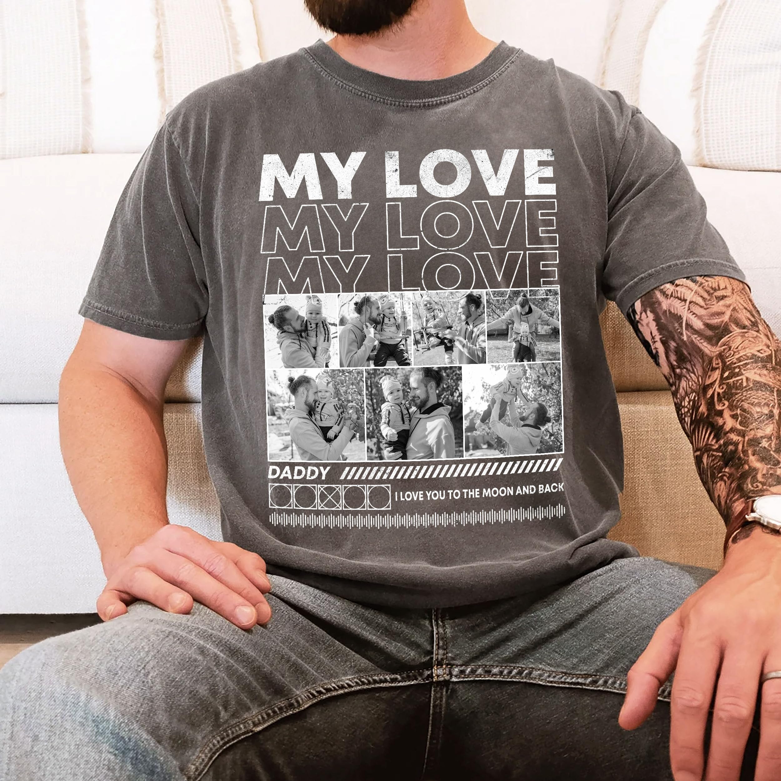 Customized Father's Day Birthday Gifts for Dad - Custom Bootleg Rap Tee Vintage Face Shirt With Photos - Gifts for Papa Grandpa From Daughter Son Wife