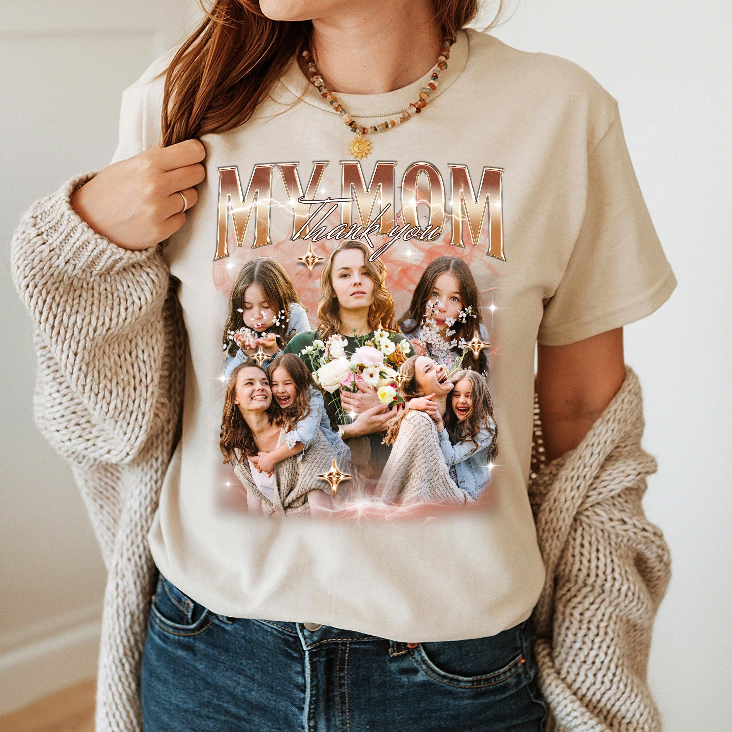 Mit & Mia Custom Bootleg Rap Tee Mom Shirt Custom Vintage Shirt Mama Collage T-Shirt Mom Photo Shirt Gift for Mom Mothers Day