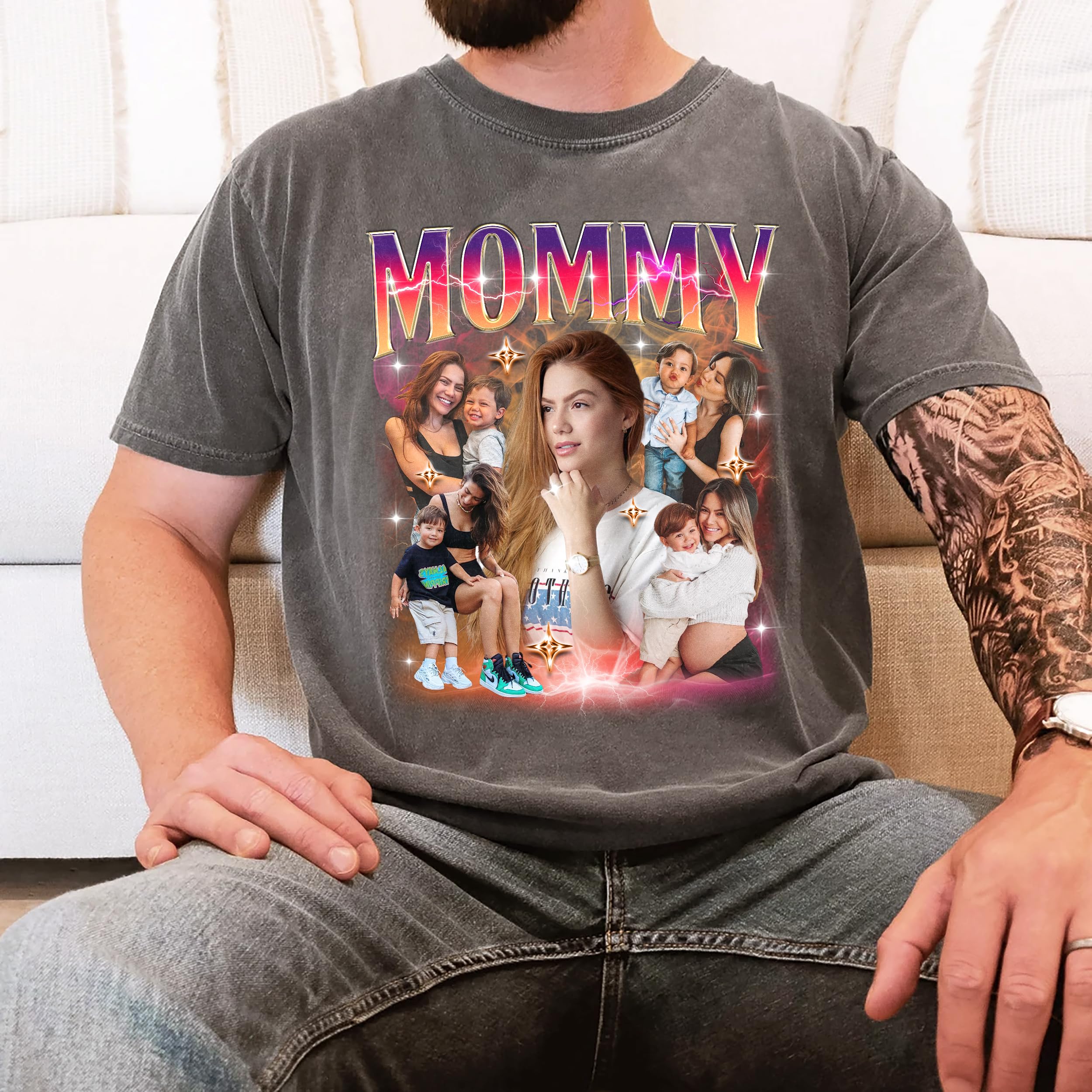 Mit & Mia Custom Bootleg Rap Tee Mom Shirt Custom Vintage Graphic Shirt Mama Collage T-Shirt Personalized Mom Photo Shirt Gift for Mom Mothers Day