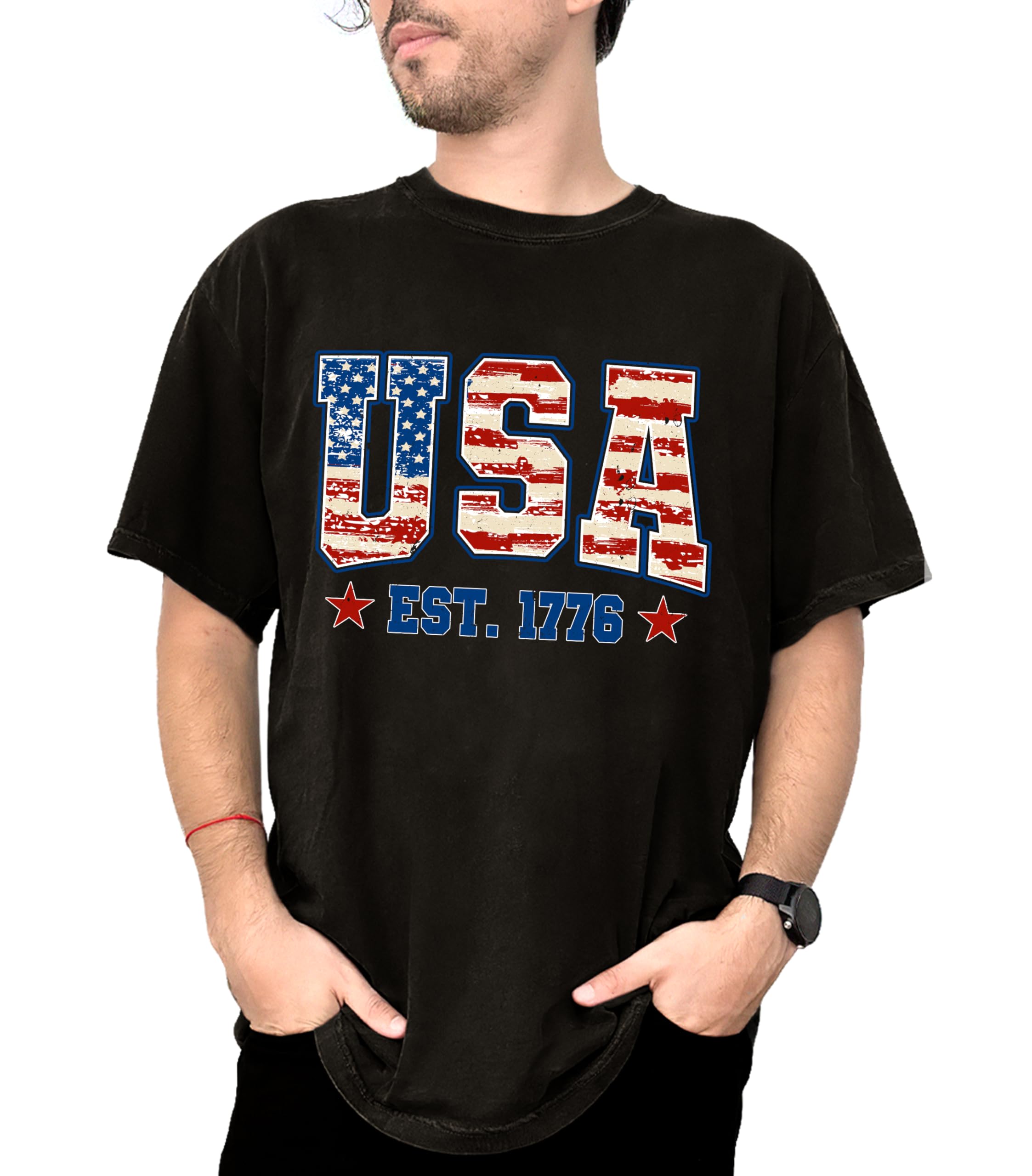 4th of July Shirs American Flag Shirts for Men Women 4th of July Graphic Tee Independence Day USA Est.1776 for Men Patriotic Shirts for Women
