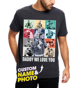 Mit & Mia Fathers Day Shirt for Dad Personalized Best Dad Ever T-Shirt with Photos Custom Bootleg Rap Tee Vintage Face Shirts Custom Shirt for Dad Gifts from Daughter Son Wife