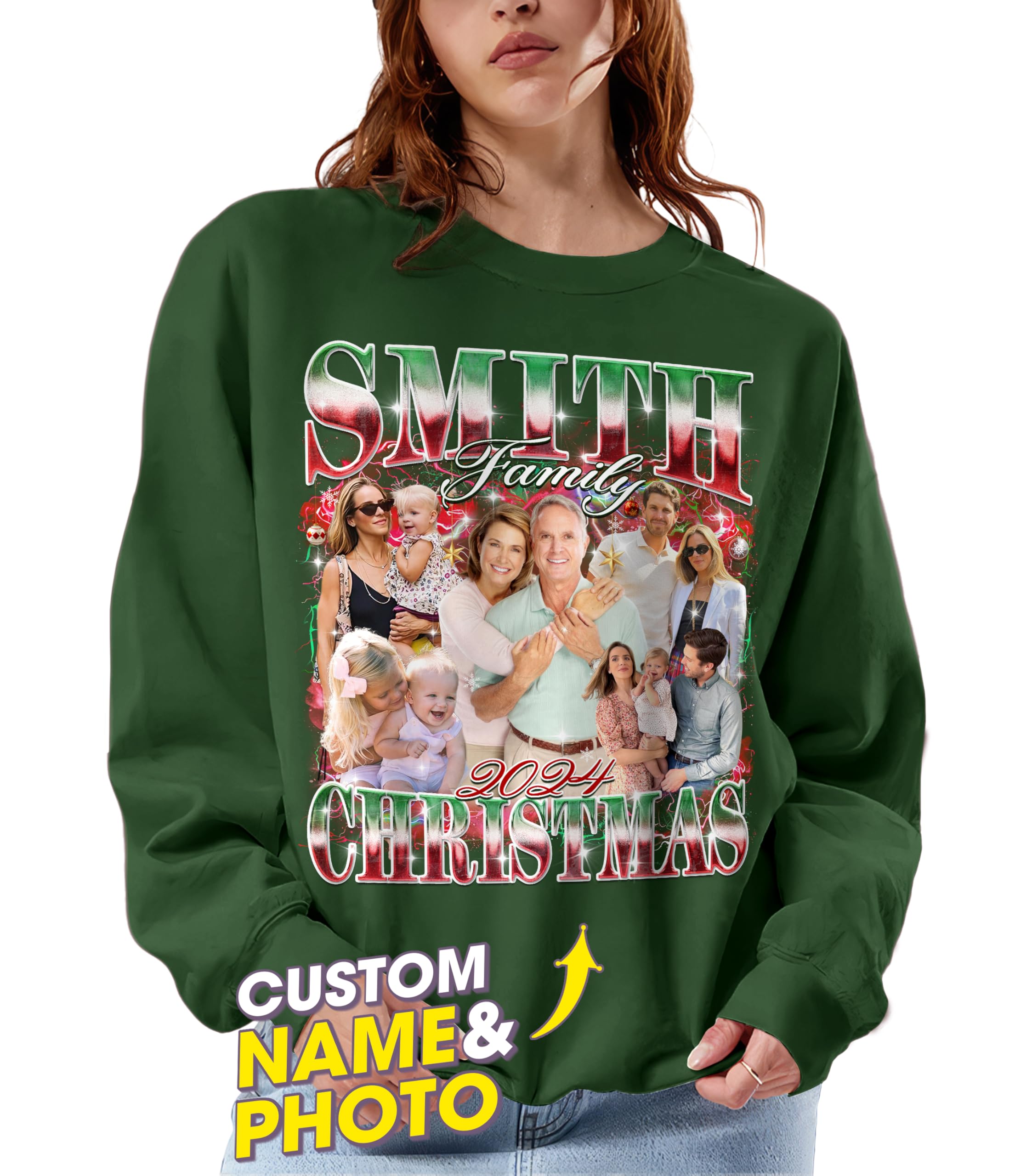 Custom Christmas Shirt Custom Your Own Bootleg Shirt for Christmas Family Shirt Photo Collage Personalized Christmas Family T-Shirt
