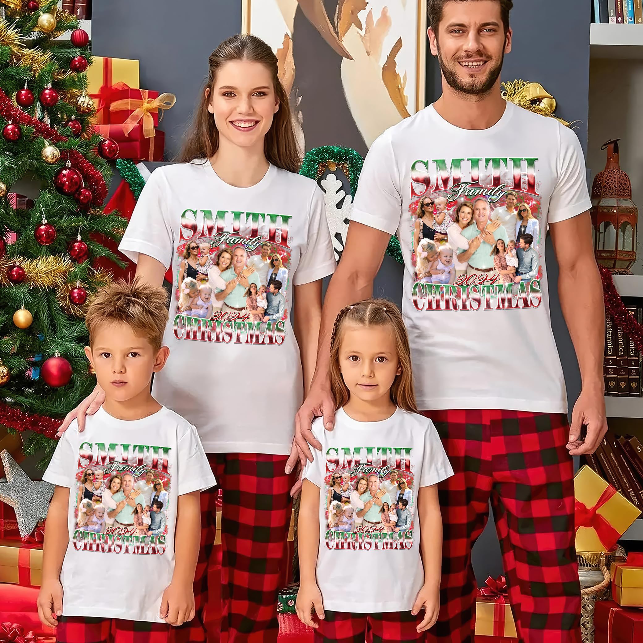 Custom Christmas Shirt Custom Your Own Bootleg Shirt for Christmas Family Shirt Photo Collage Personalized Christmas Family T-Shirt