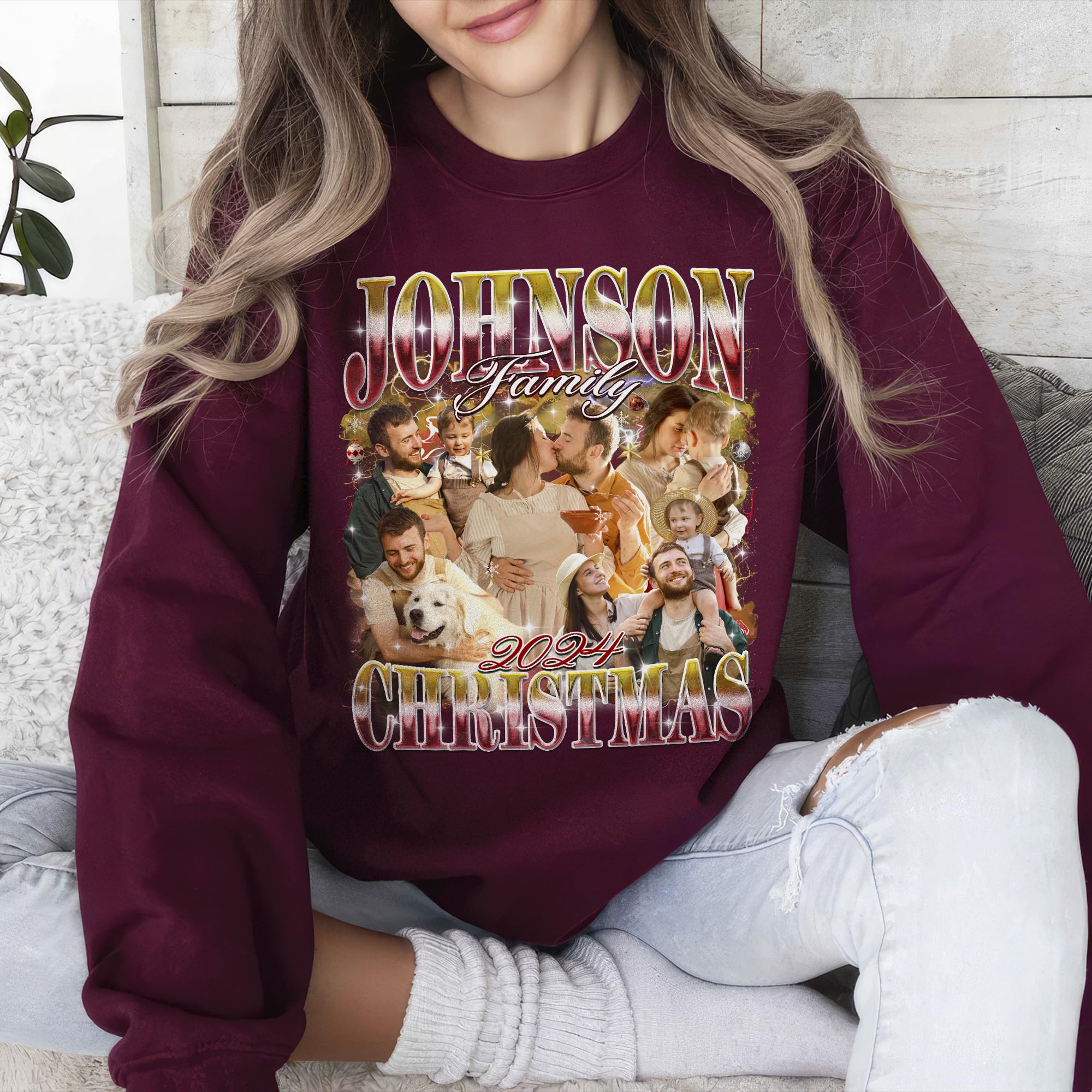 Custom Christmas Shirt Custom Your Own Bootleg Shirt for Christmas Family Shirt Photo Collage Personalized Christmas Family T-Shirt