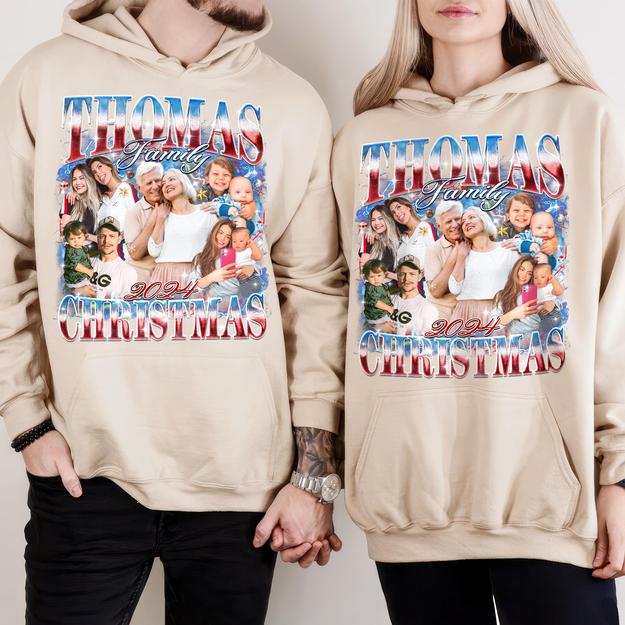 Custom Christmas Shirt Custom Your Own Bootleg Shirt for Christmas Family Shirt Photo Collage Personalized Christmas Family T-Shirt