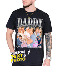 Personalized for Dad Custom Bootleg Rap Tee Shirts Vintage Tee Custom Face Shirt for Dad Daddy Shirt Gifts Idea for Fathers Day from Daughter and Son