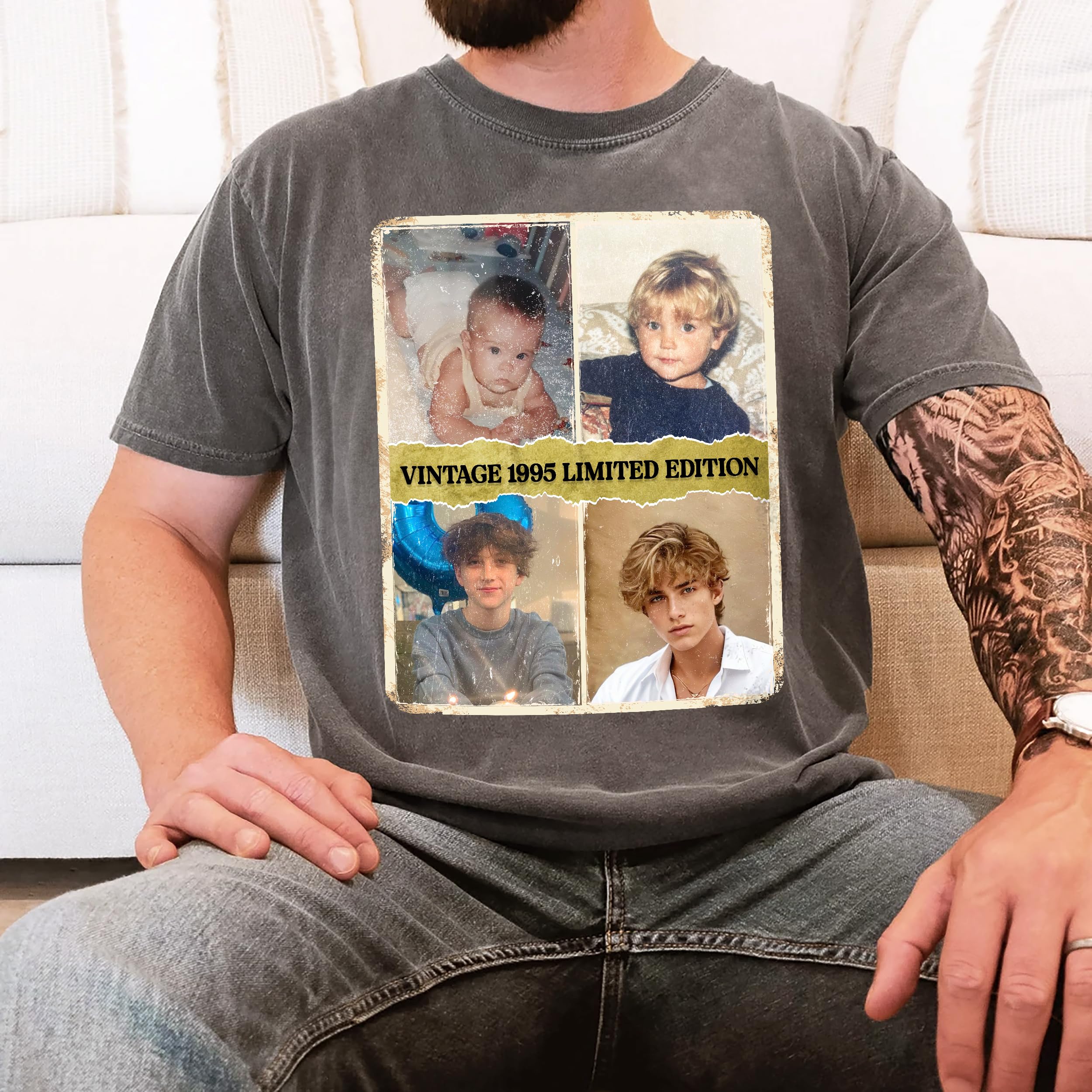 Custom Birthday Shirt Personalized Vintage 1995 Photo Shirts Birthday Shirt Custom Picture Shirts Matching Group Tee Unique Gift for Him Her