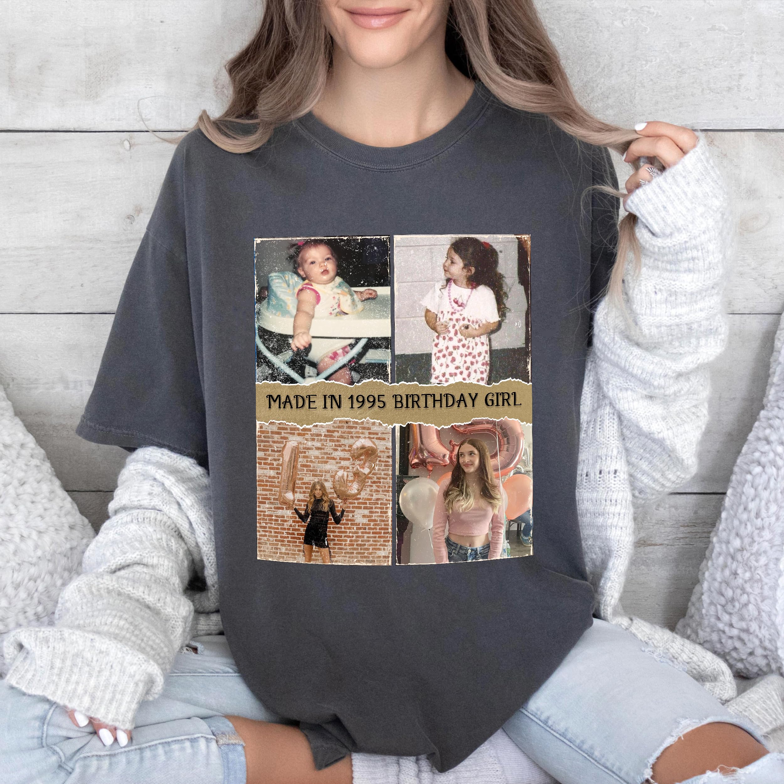 Custom Birthday Shirt Personalized Vintage 1995 Photo Shirts Birthday Shirt Custom Picture Shirts Matching Group Tee Unique Gift for Him Her