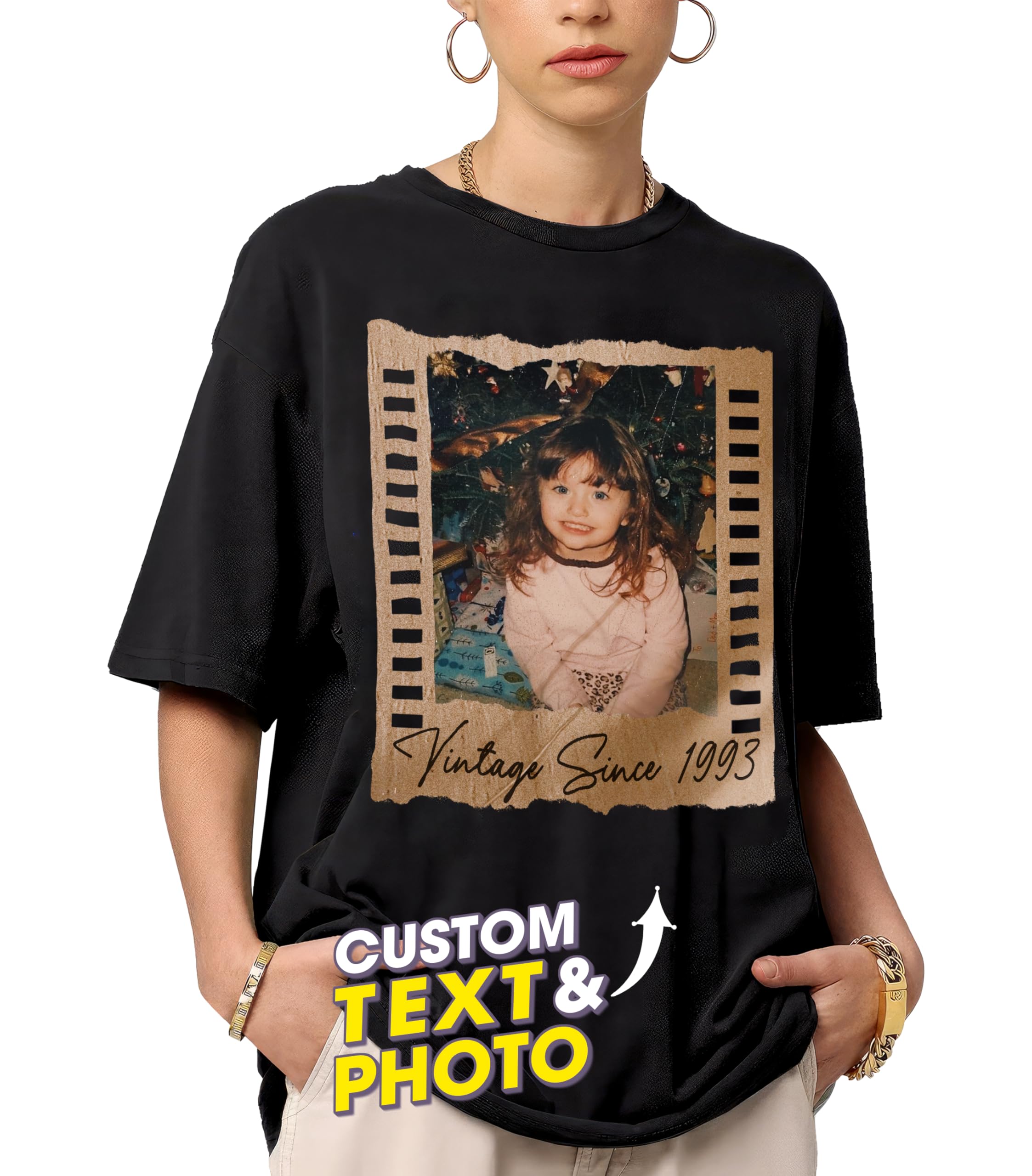 Custom Vintage T Shirts Design Your Own Shirt with Photo and Year Birthday Gift for Boyfriend Girlfriend Shirt with Picture Custom Photo Shirt