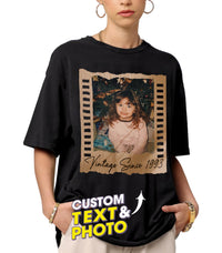 Custom Vintage T Shirts Design Your Own Shirt with Photo and Year Birthday Gift for Boyfriend Girlfriend Shirt with Picture Custom Photo Shirt