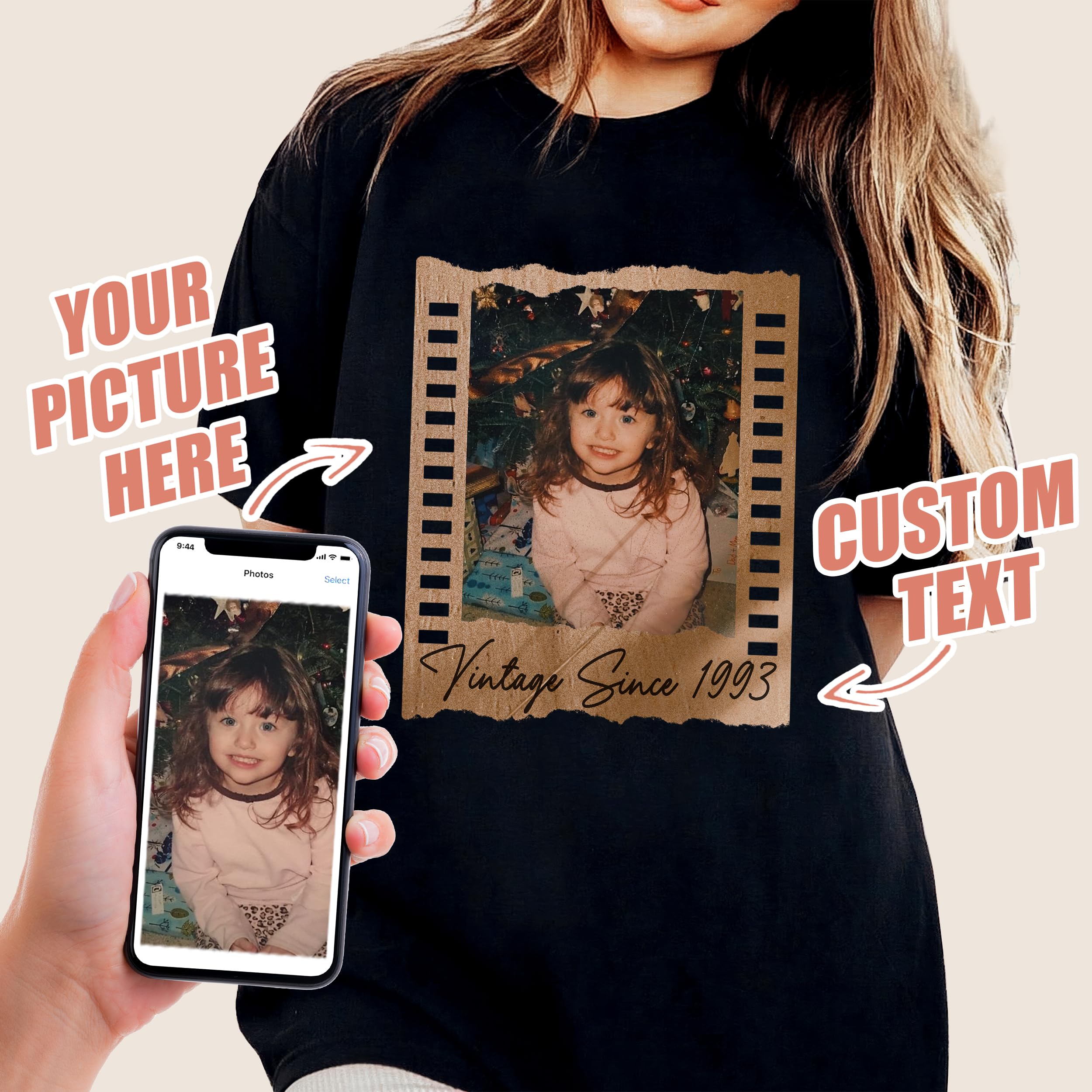 Custom Vintage T Shirts Design Your Own Shirt with Photo and Year Birthday Gift for Boyfriend Girlfriend Shirt with Picture Custom Photo Shirt
