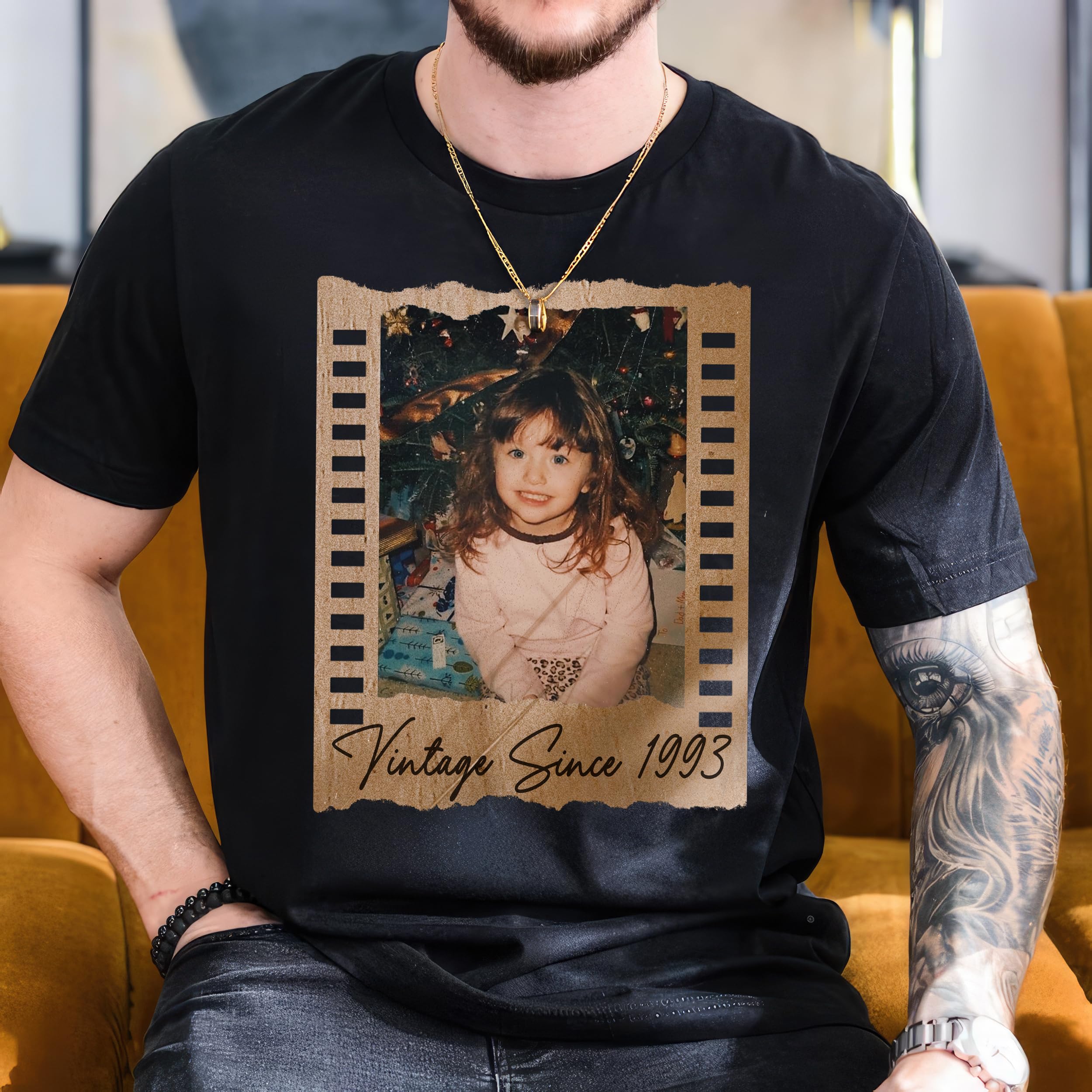 Custom Vintage T Shirts Design Your Own Shirt with Photo and Year Birthday Gift for Boyfriend Girlfriend Shirt with Picture Custom Photo Shirt