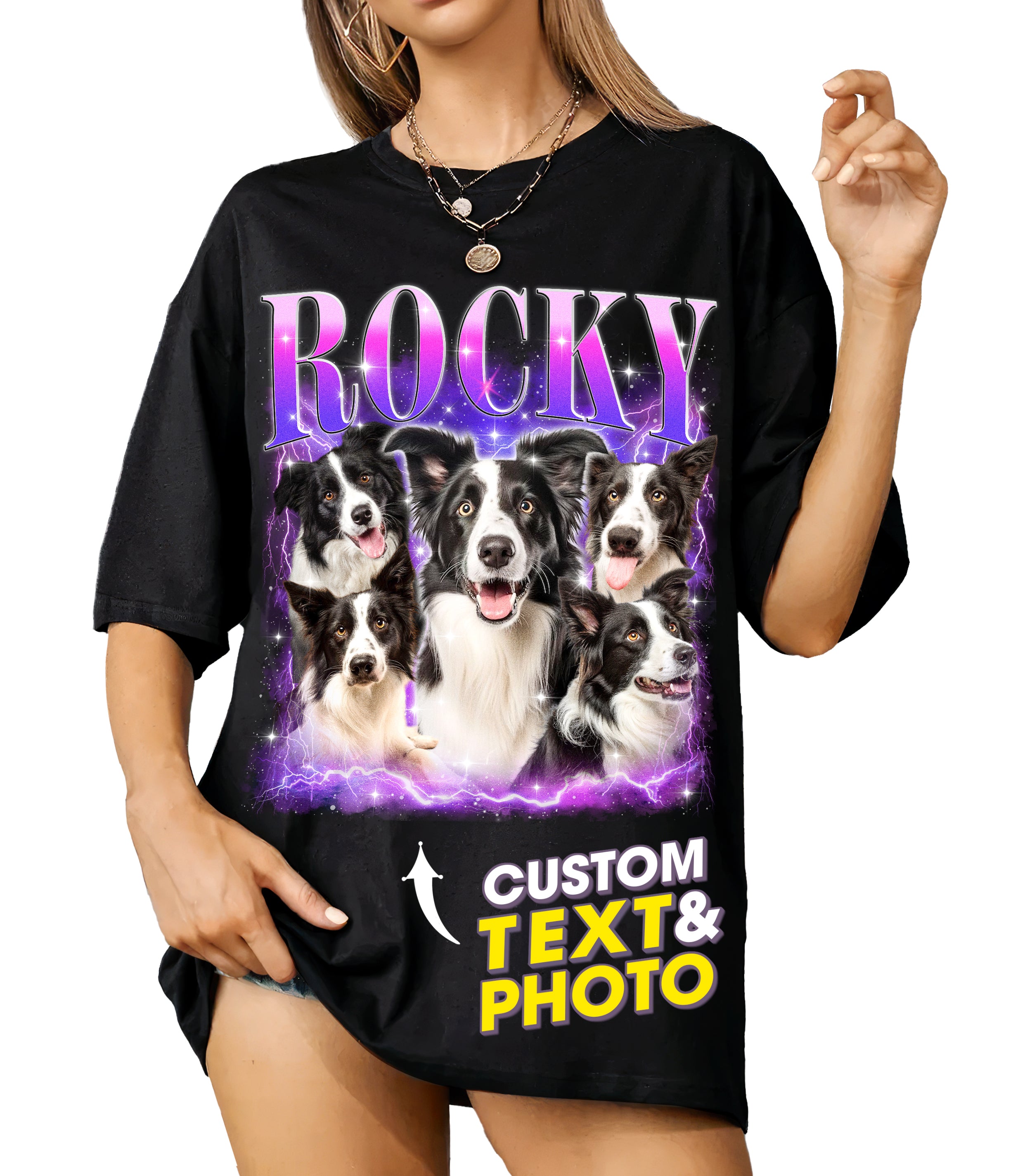 Mit & Mia Custom Your Own Bootleg Rap Tee Shirts Custom Bootleg Shirt Photo 90s Vintage Shirt for Pet Lovers Graphic Tees Gifts for Dog Cat Lover