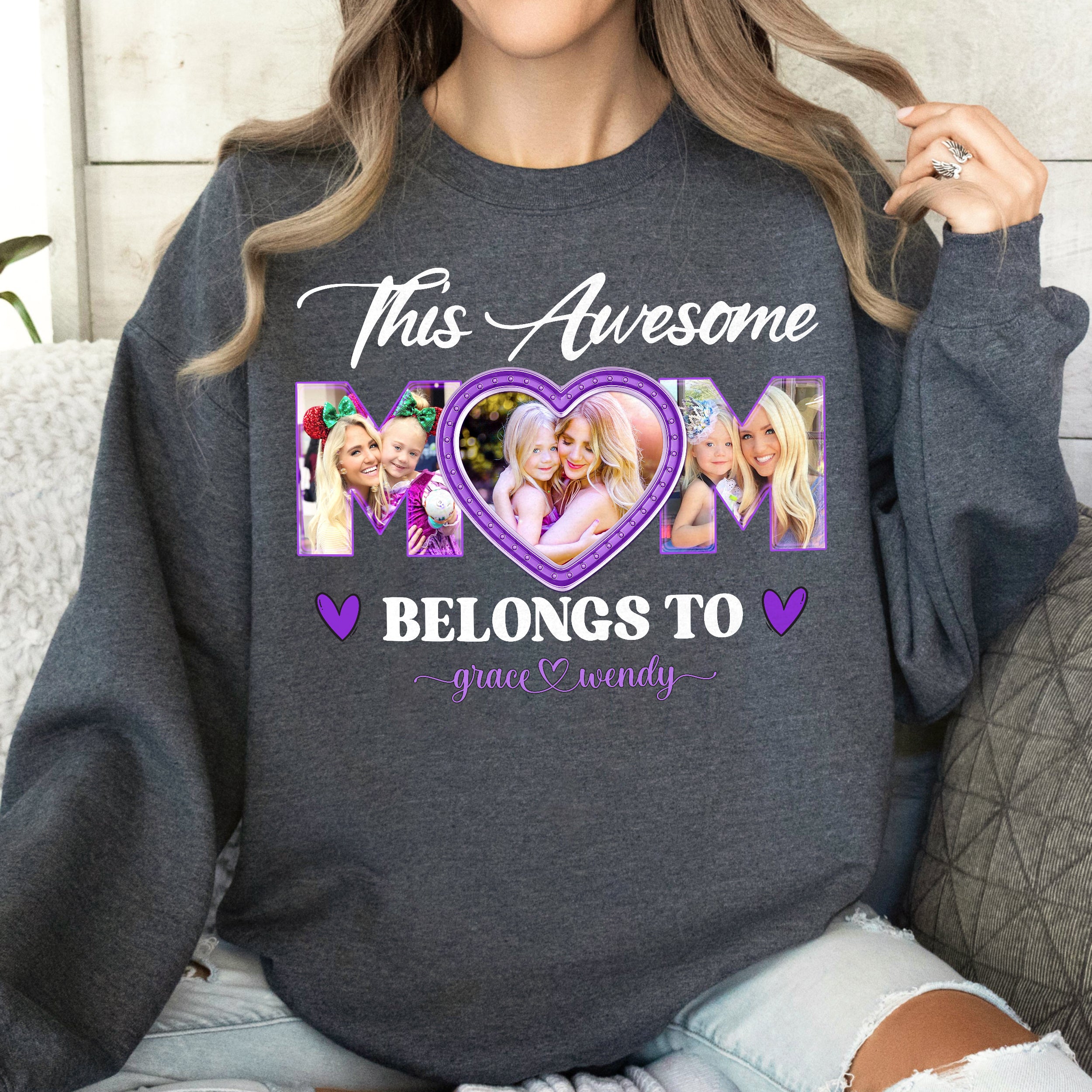 Custom Mom Shirt, for Mom, Customize Tshirt with Photo, This Mom Belongs to Vintage Tee, Mother's Day Shirts for Women