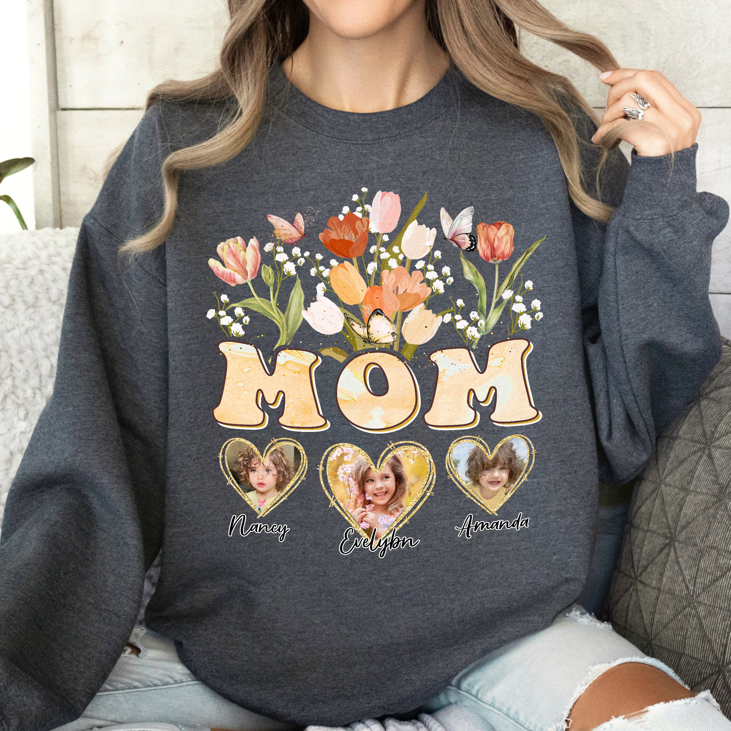 Mit & Mia Custom Mom Shirt, for Mom, Customize Tshirt with Photo, Shirts for Mama Vintage Tee Custom Face Shirt, Mother's Day Shirts for Women