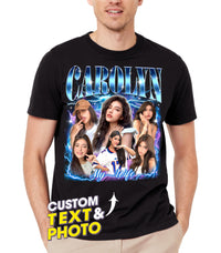 Mit & Mia Custom Bootleg Rap Tee Shirt Girlfriend Custom Tee Personalized Shirts for Boyfriend with Vintage Girlfriend Face Shirt with Photo Gift Idea for Valentines Christmas