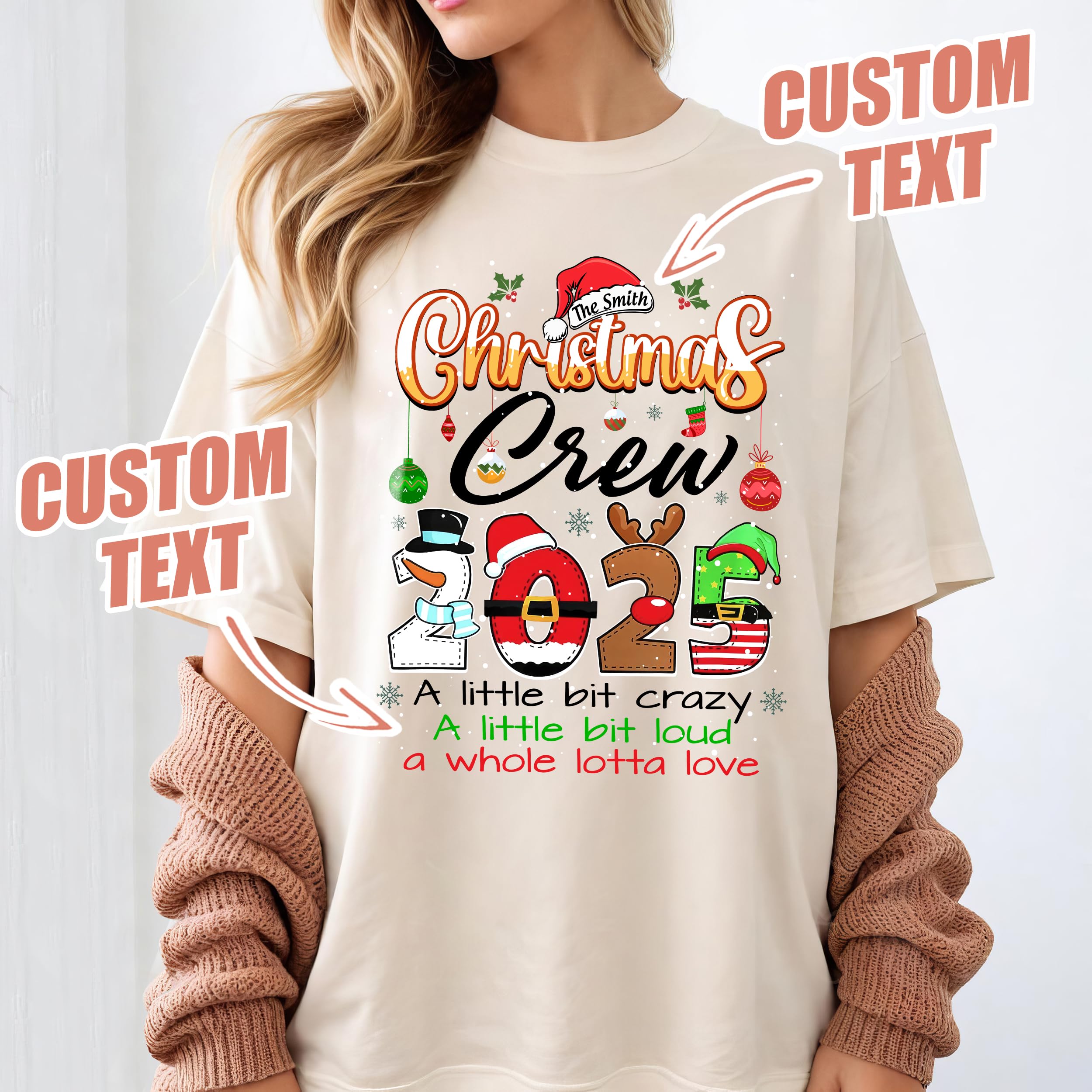 Custom Family Christmas 2025 Shirt Customize Sweater Custom Matching Christmas Crew 2025 Shirts Outfit Xmas Squad Santa T-Shirt