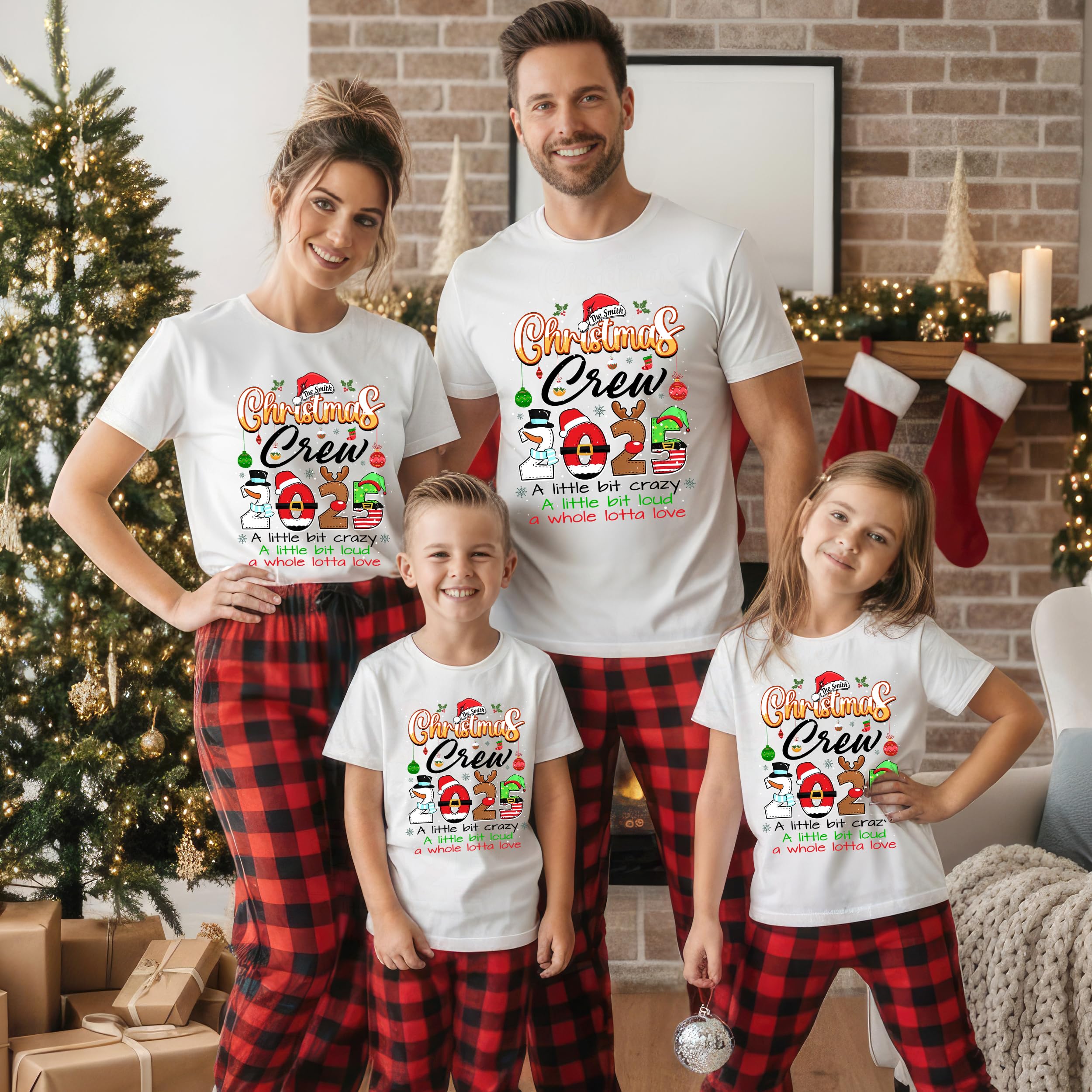 Custom Family Christmas 2025 Shirt Customize Sweater Custom Matching Christmas Crew 2025 Shirts Outfit Xmas Squad Santa T-Shirt