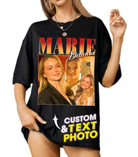 Mit & Mia Custom Your Own Bootleg Rap Tee Custom T Shirts for Boyfriend Girlfriend Vintage Graphic Face Photo Gift Idea for Valentines Birthday Halloween Christmas