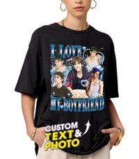 Custom Shirts Custom I Love My Girlfriend T Shirt Custom Girlfriend Face Shirt for Boyfriend I Heart Custom Shirt Bootleg Rap Tee Valentines Gift for Him Her